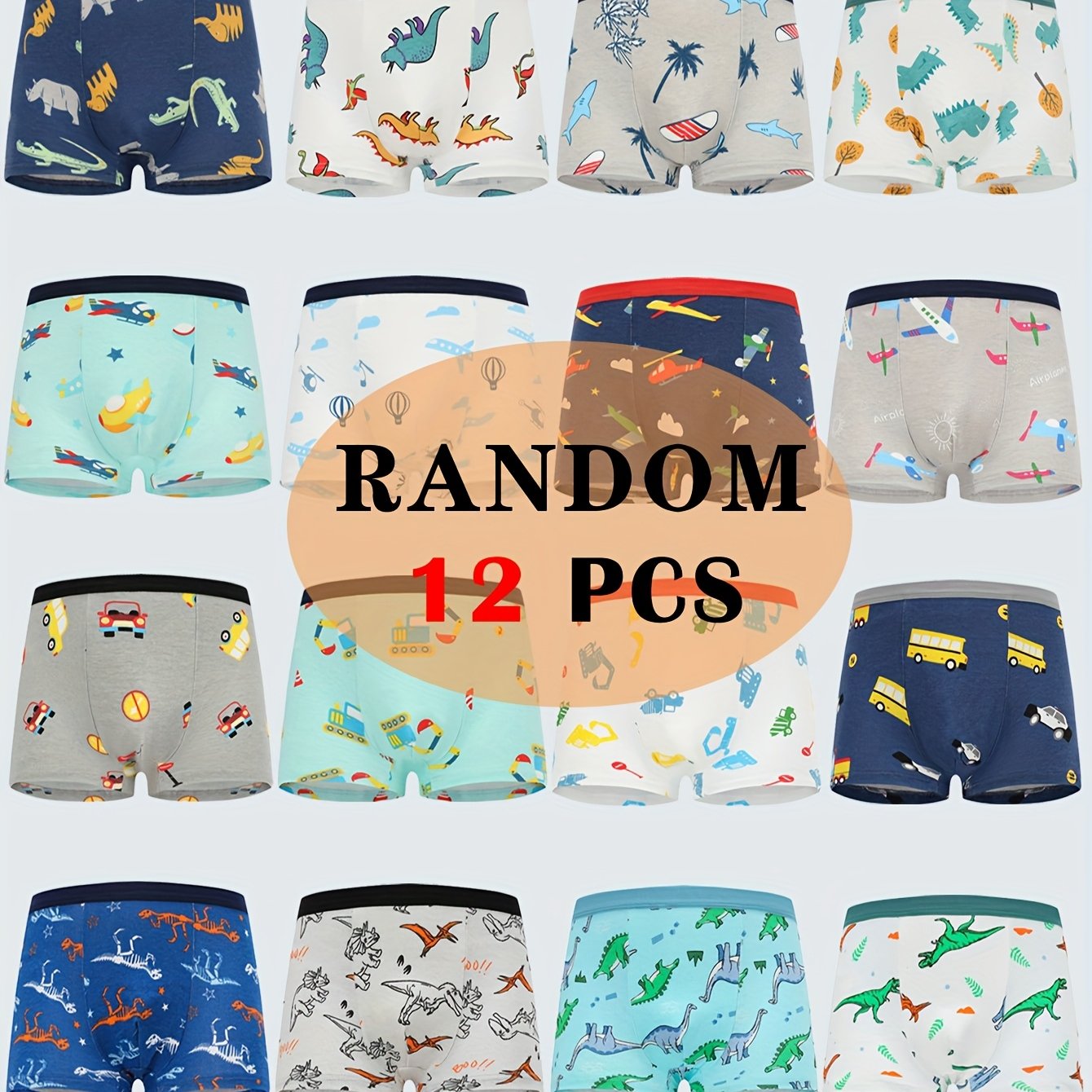 TEMU Random 12pcs/pack Boy Cotton Boxers Underwear Cartoon Car Pattern Elastic Breathable Boy Underwear