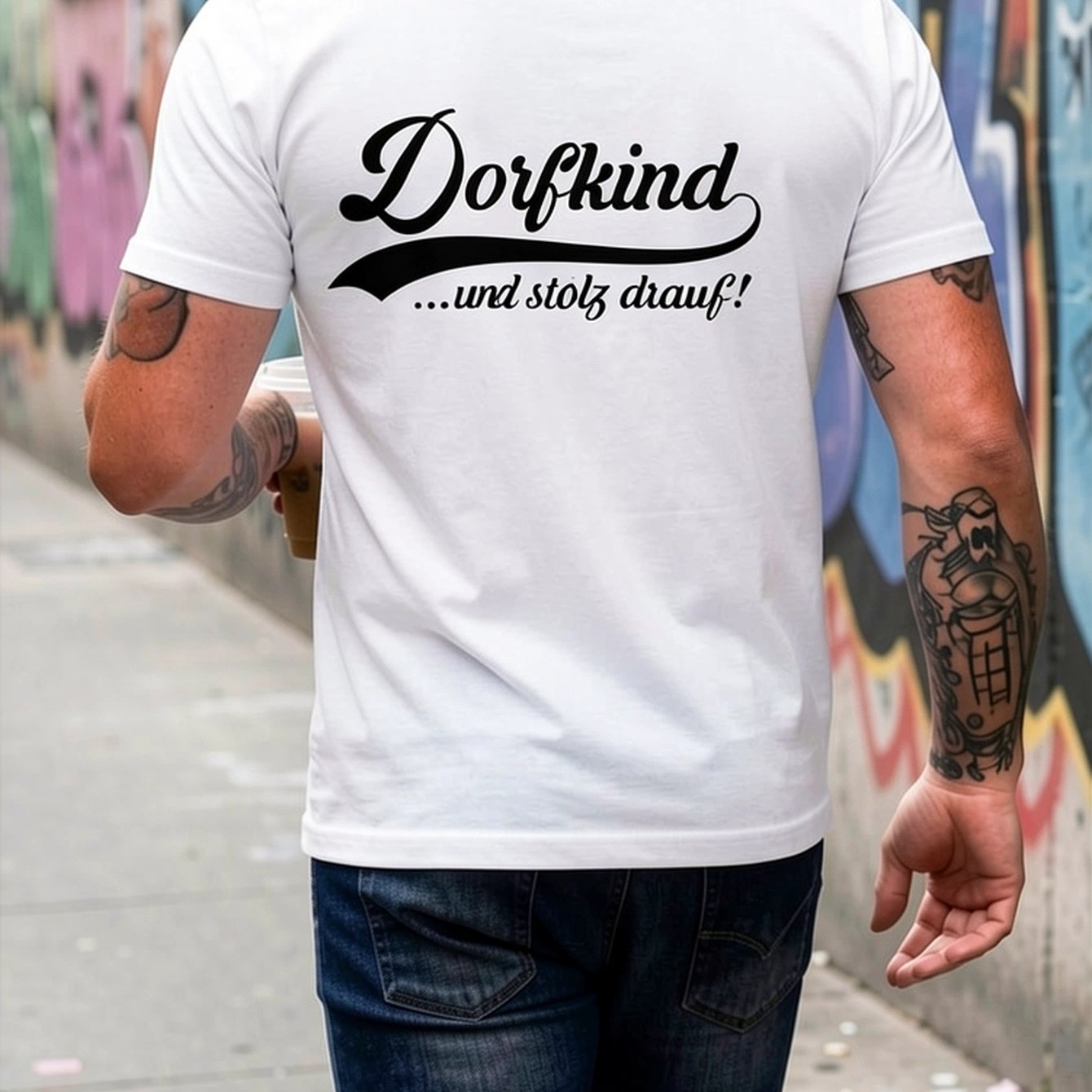 Image of Men' & Women' German Und Stolz Drauf! Vintage T-shirt - Short Sleeve Casual Round Neck Tee With German Slogan Print