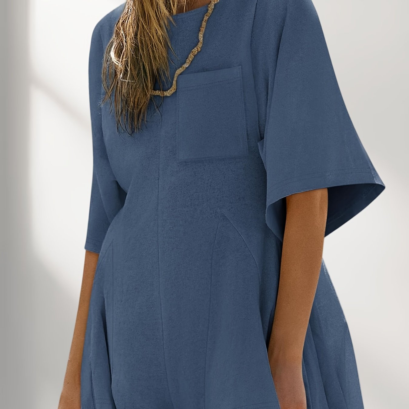 Rompers For Women Summer Outfits Slim Fit Short Sleeve Crew Neck Jumpsuits With Pocket