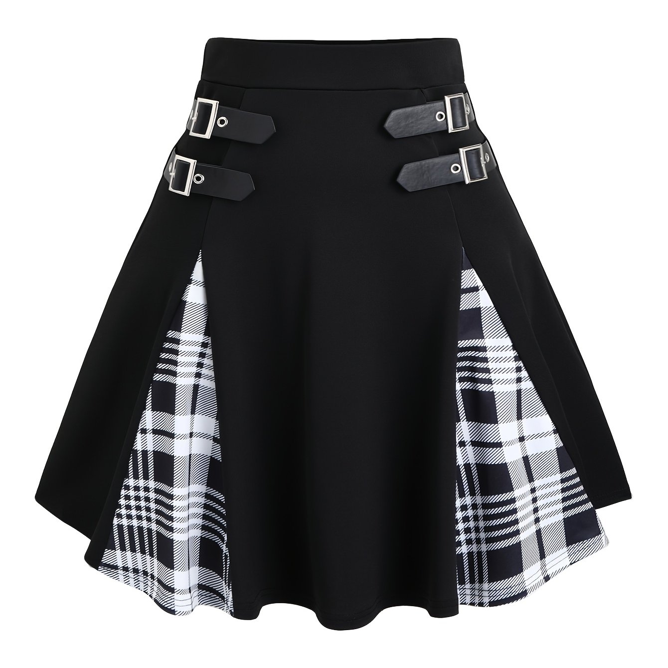 Plus Size - Plus Size - Plus Size Gothic Button High Waist A-line Mini Skirt