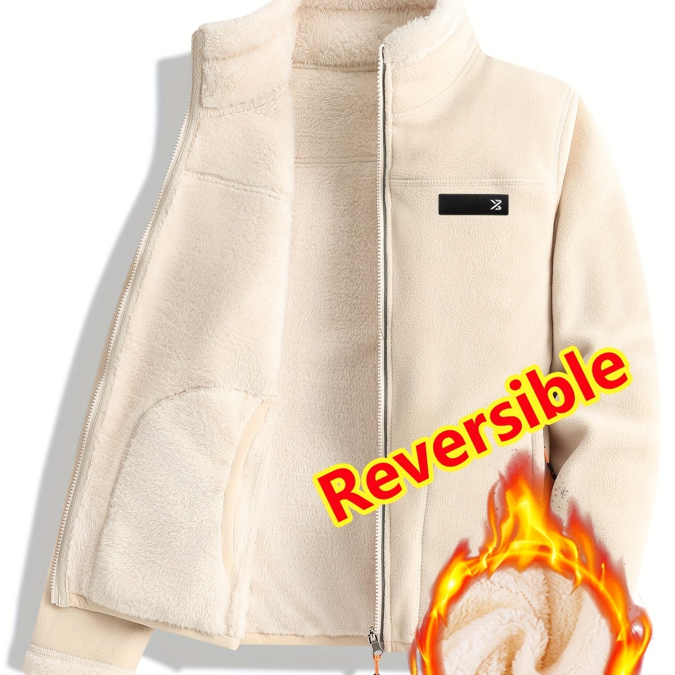 E-shop Damen Frühlings-Freizeitjacke, verdicktes zotteliges warmes bedrucktes wendbares Korallen-Sweatshirt, doppelseitige Oberbekleidung