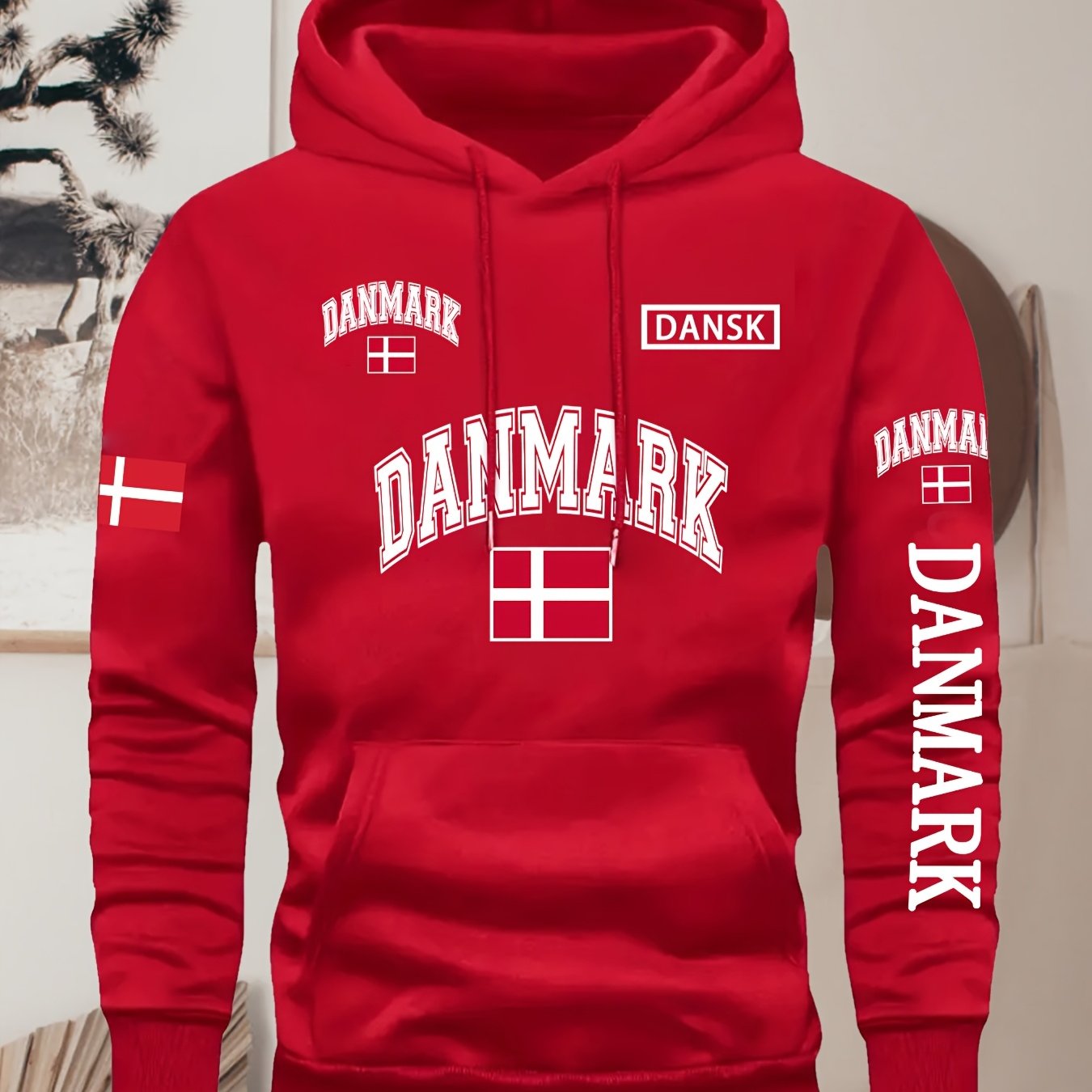 TEMU Denmark Element Print Men's Fashion Hoodie Kangaroo Pocket Comfortable Casual Versatile Trendy Sweatshirt