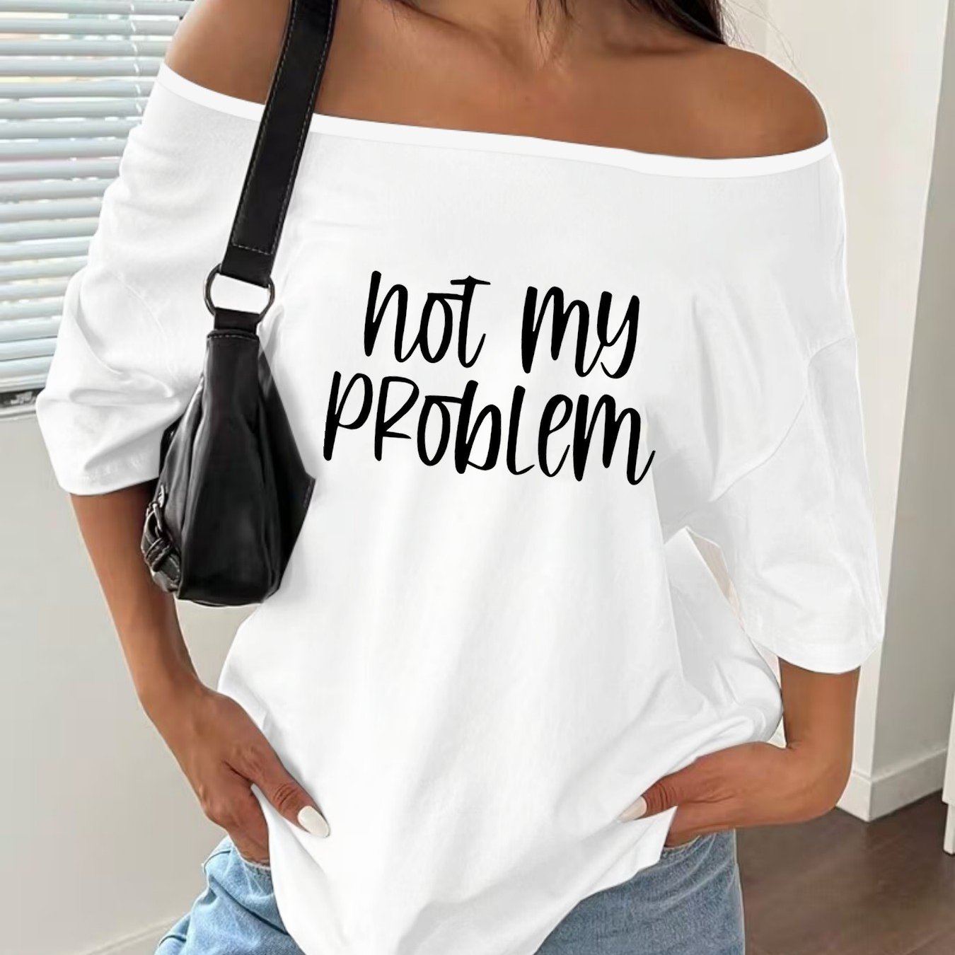 TEMU Damen T-Shirt mit ausgefallenen Schultern kurzen Ärmeln – Atmungsaktives Stretchgewebe, Oversized lockere Passform mit Ausschnitt mit