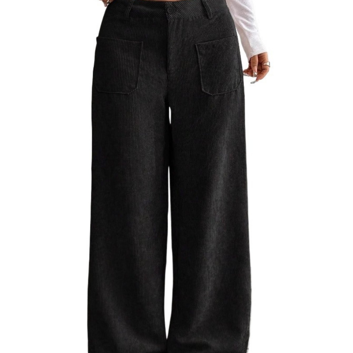 Image of Aw26 Women Corduroy Wide Leg Pants High Waist Loose Fit Long Trousers With Front And Relaxed Floor Length Casual Pants For Fall Winter Daily Wear Christmas Holiday Gift For Women Festive Outfit Ss26