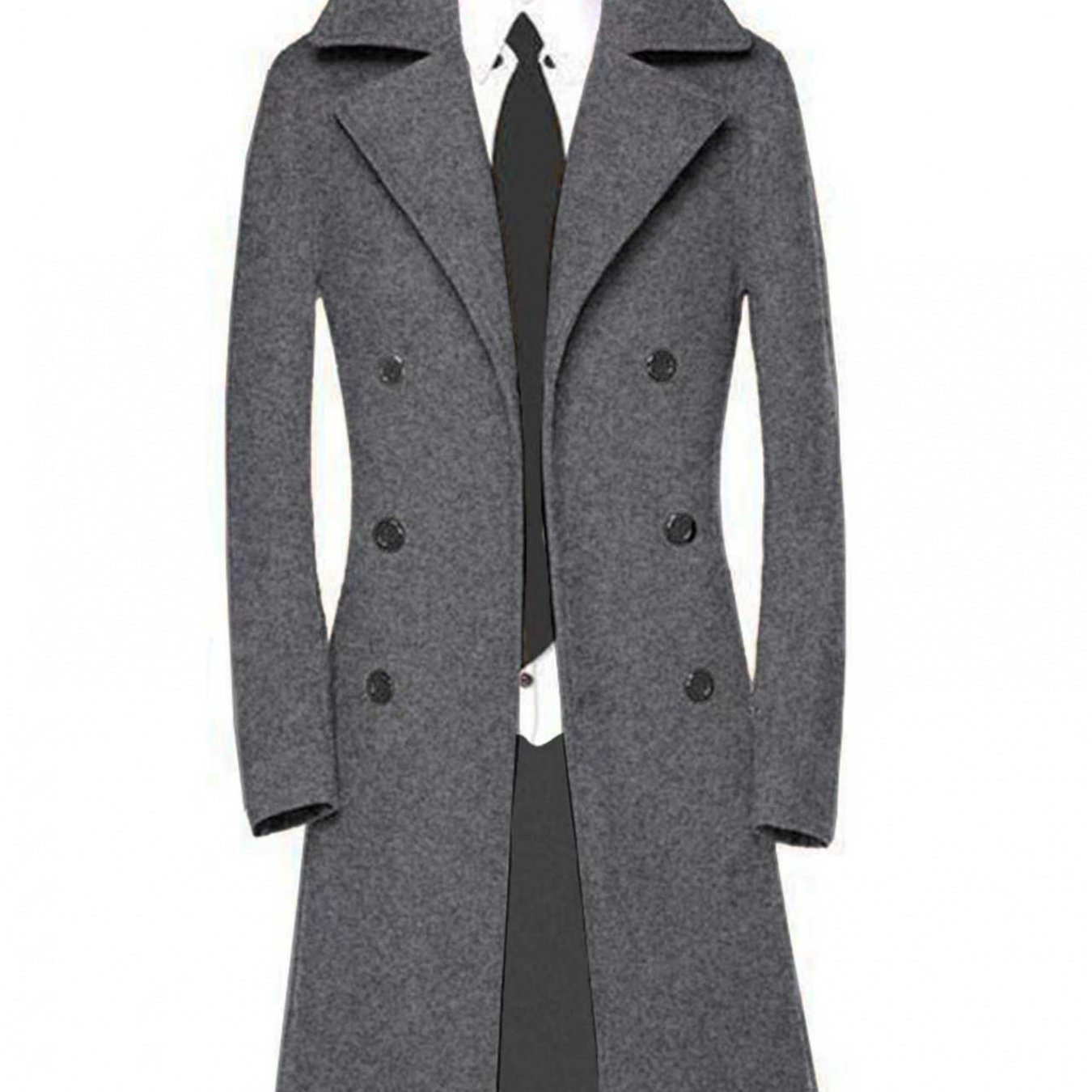 TEMU 2026 New Arrival Men's Spring/autumn Executive Meeting Fashion Trendy Elegant Gentleman Style Men's Long Coat