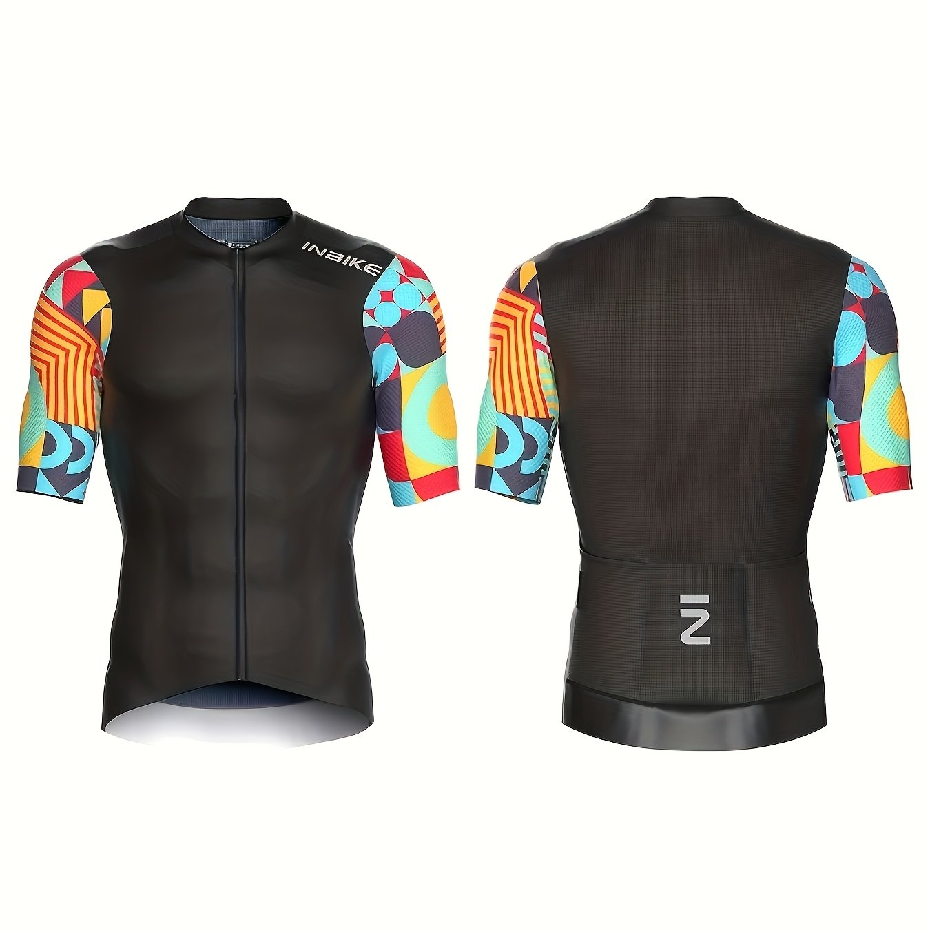 Image of Inbike Men's Cycling Short Sleeve Bicycle Shirt Breathable Full-zip Bicycle Top With Pockets Outdoor Cycling Sports Shirt