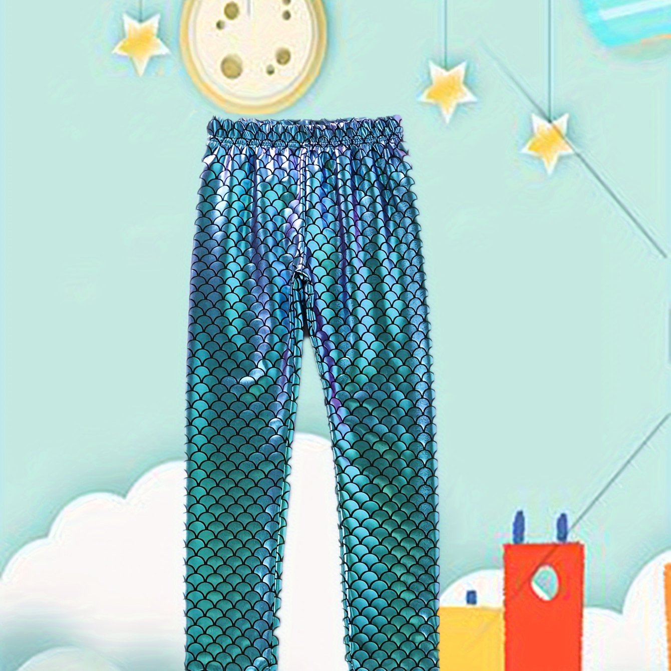 (random Fish Scale ) Girls' Mermaid Party Leggings F5509