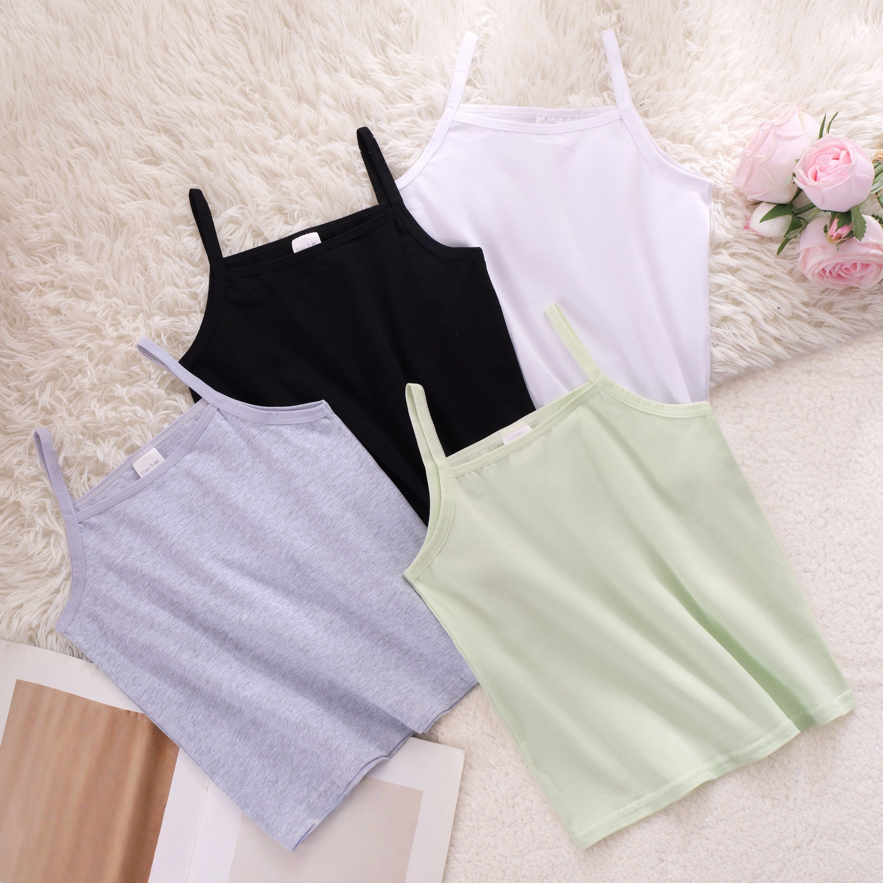 4pcs Mixed Color Girls' Camisole Children's Underwear Set