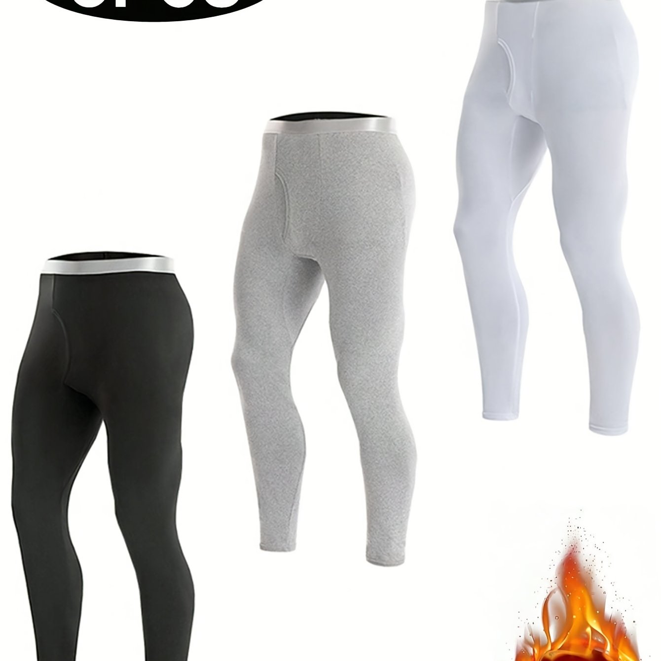 TEMU 3pcs Set Of Fashionable Autumn Winter Thin Warm Men's Pants Elastic Sports Tight Men's Long Trousers