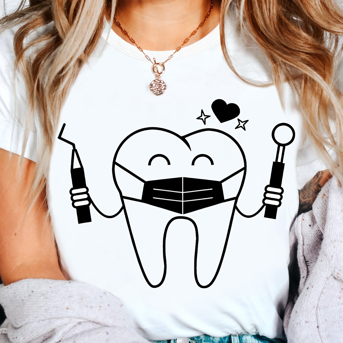 TEMU Camisetas divertidas com estampado dental, camisas de dental, camisetas de assistente dental, camisetas de dentista.
