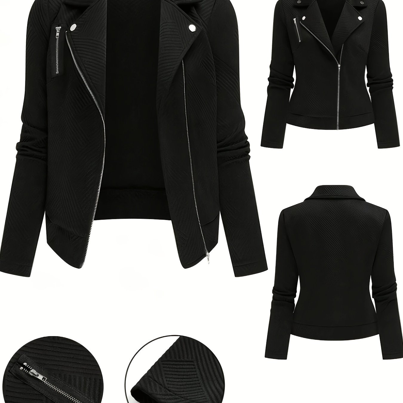 TEMU Giacca da donna casual /inverno con , tessuto testurizzato e cerniera