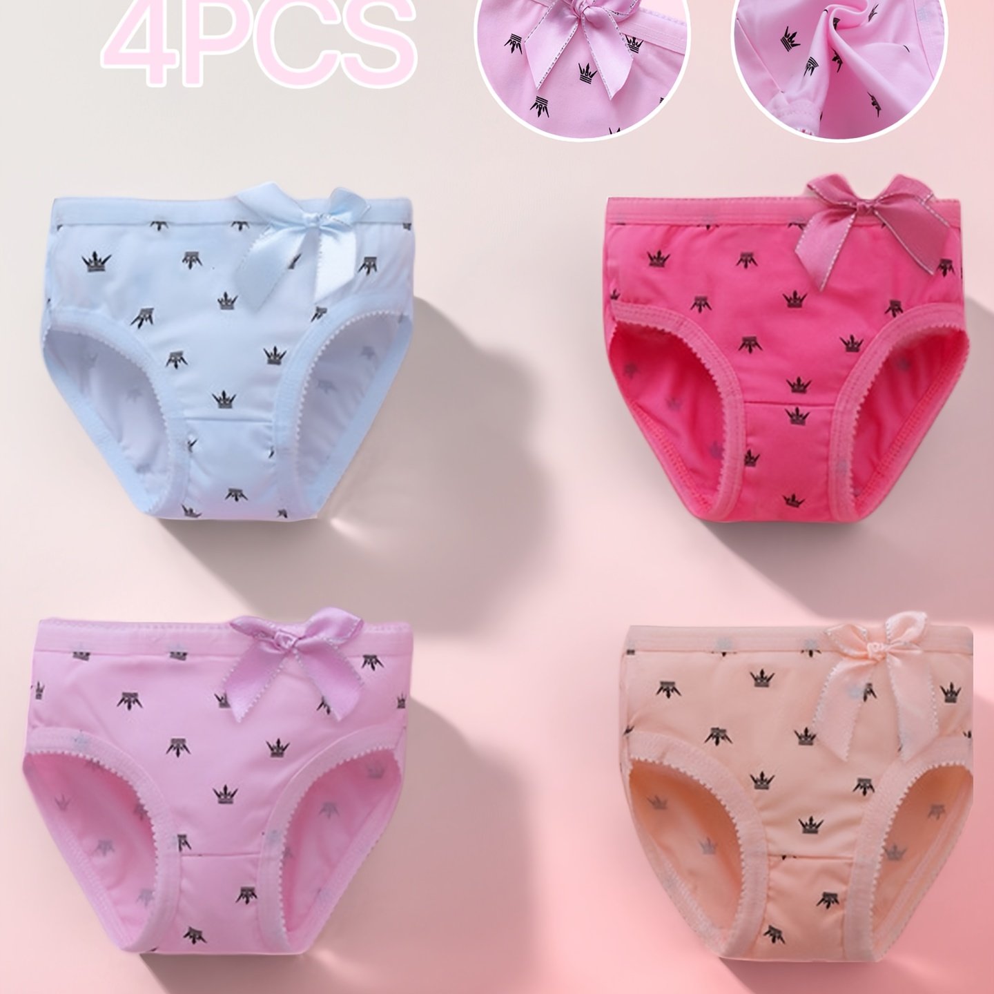 E-shop Mädchen 4er-Pack Süße Dreieck-Slips. Aus Polyesterfaser Spandex gefertigt, weich, hautfreundlich bieten einen nicht engen, bequemen Sitz. Mit