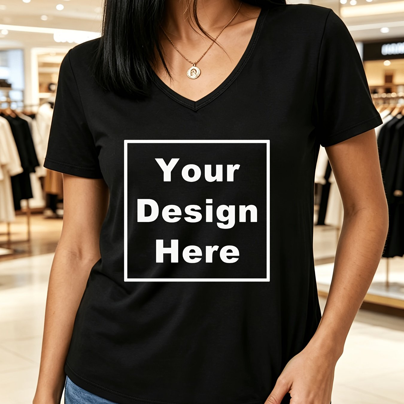 TEMU Women's Photo & Text T-shirt - Personalized Short Sleeve -neck Top With Your Own Image/logo, Bulk Orders Suitable For Weddings, Team Uniforms,