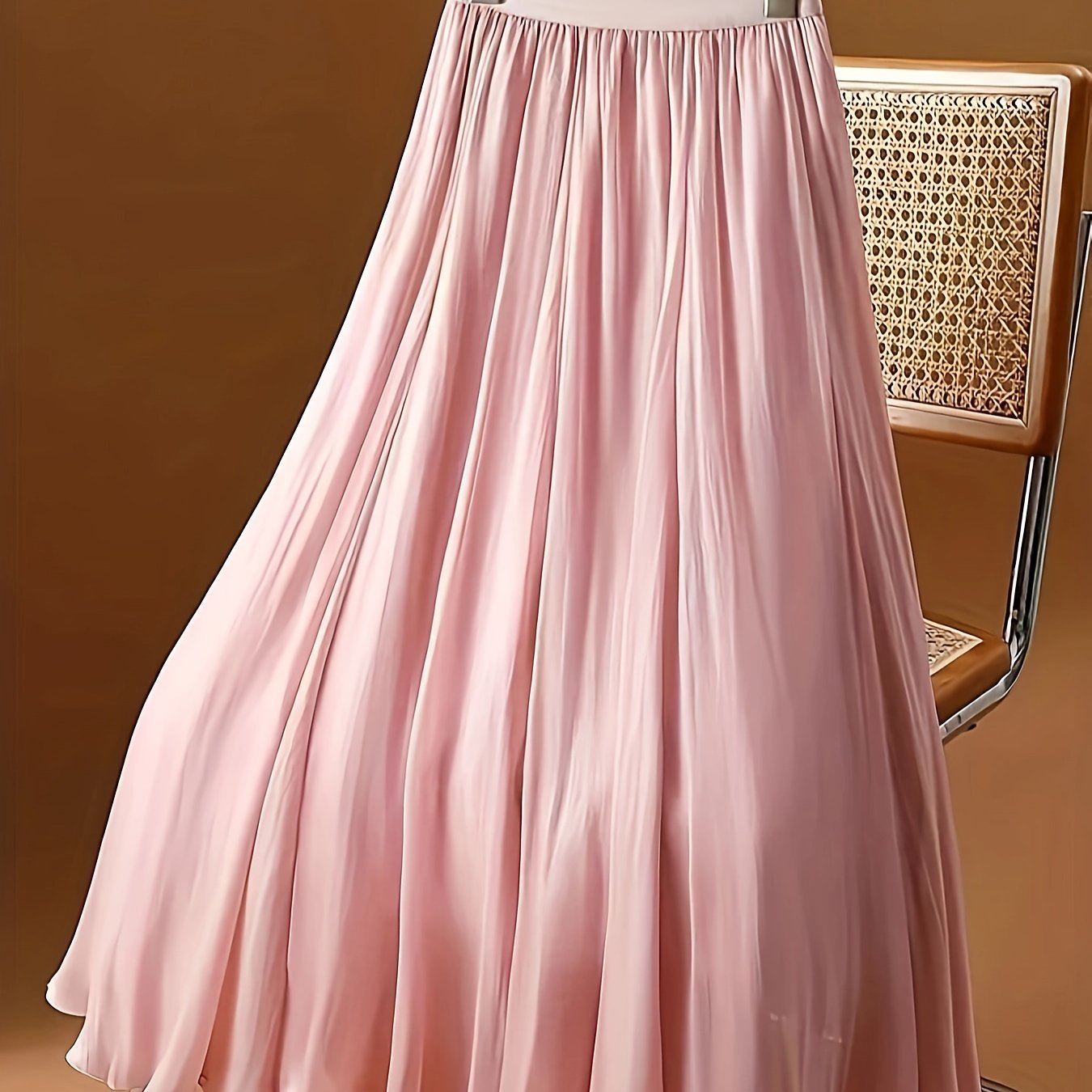 TEMU Plus Size - Plus Size - Solid Stretch Waist Plus Size Skirt 72195