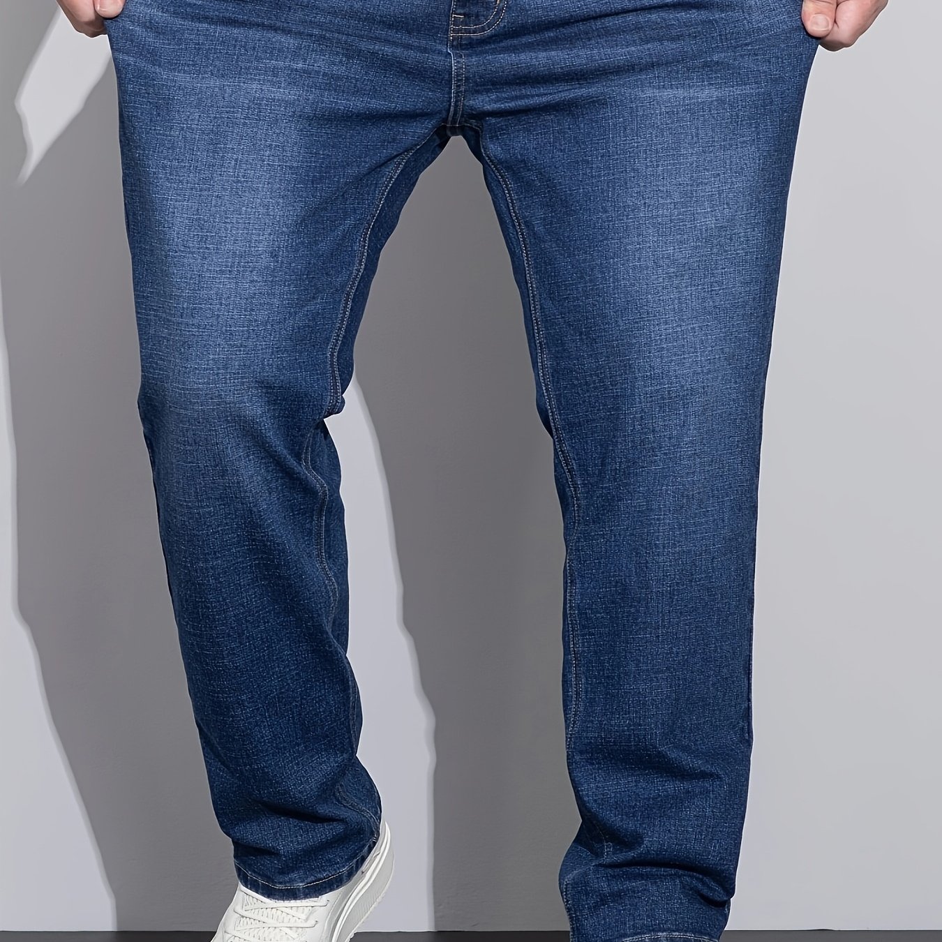 Plus Size Men's Comfortable High-quality Stretch Denim Pants, Wear-resistant And Sweat-absorbent, Plus Size