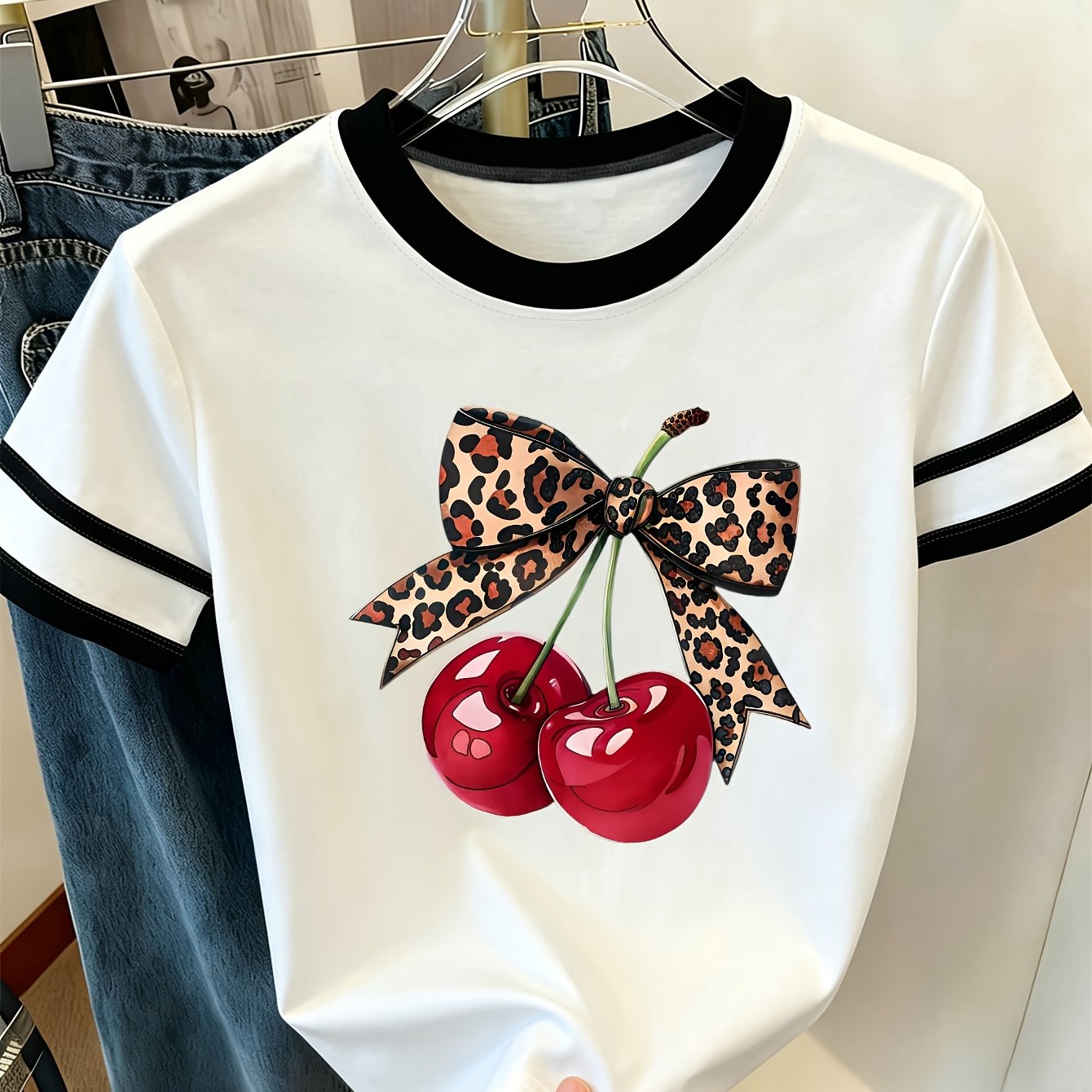 TEMU Graphic Print T-shirt, Short Sleeve Crew Neck Casual Top For Summer & Spring, Women's Clothing