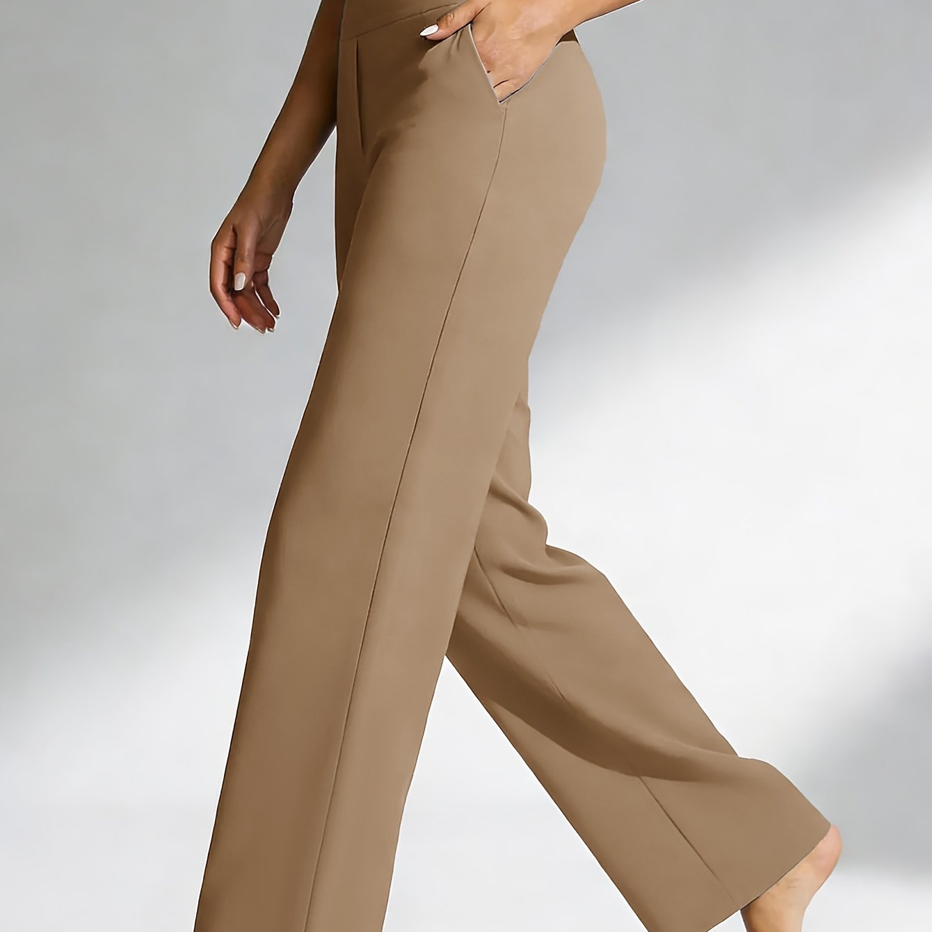 TEMU 1pc -waisted Casual Pants, With Pockets And Stretch For Ladies, Straight-leg Pants For Women, Fashionable Yoga Sportswear For Ladies, Yoga Pants