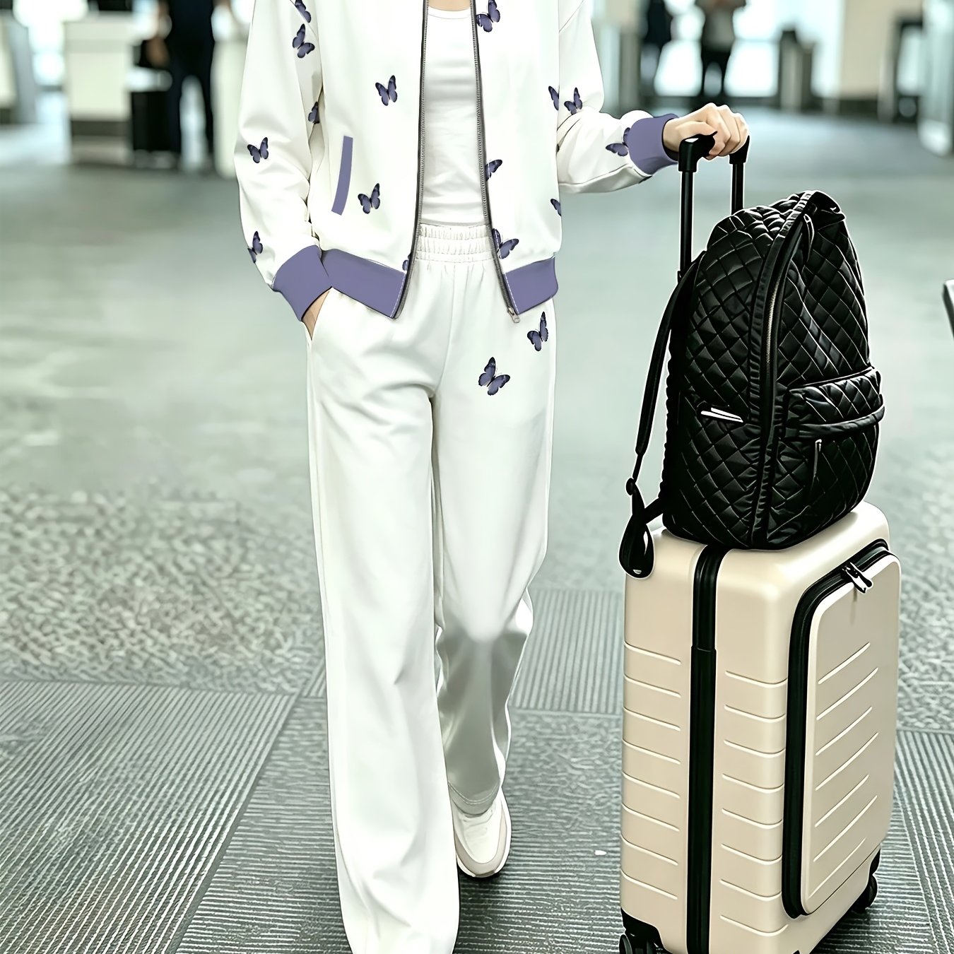 TEMU Western Women's Casual Jacket And Pants Set, Spring Autumn Suit, Easy Elegant Outfit, Trendy Comfortable Versatile, Suitable For Casual And