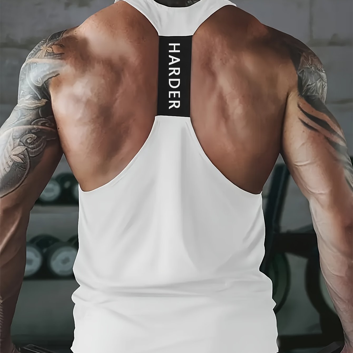 Image of 1pc Tongtongbang Men's Quick-dry Breathable Workout Tank Top - High Elasticity Slim Fit Sleeveless Shirt With Harder Letter Print For Gym Training & Summer Casual Wear, Quickdrying Fabric, Gym Clothes