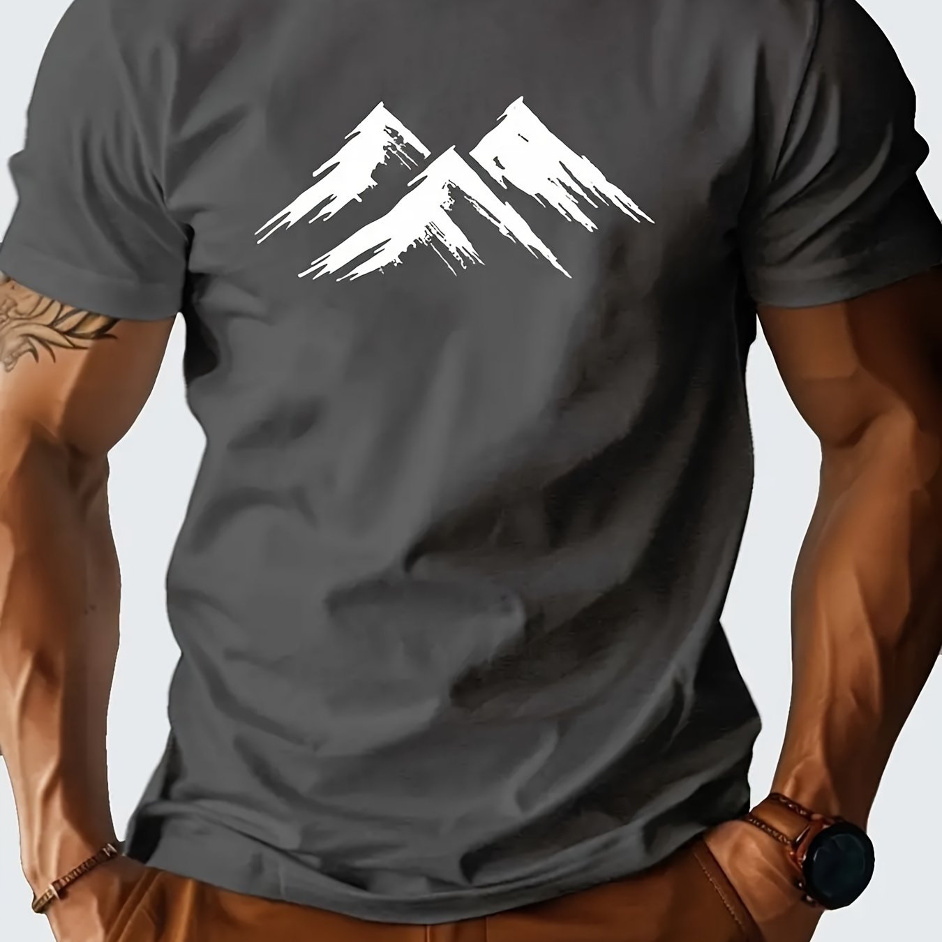 Men's Trendy Pattern Mountain Print Comfortable, Soft Regular Fit T-shirt