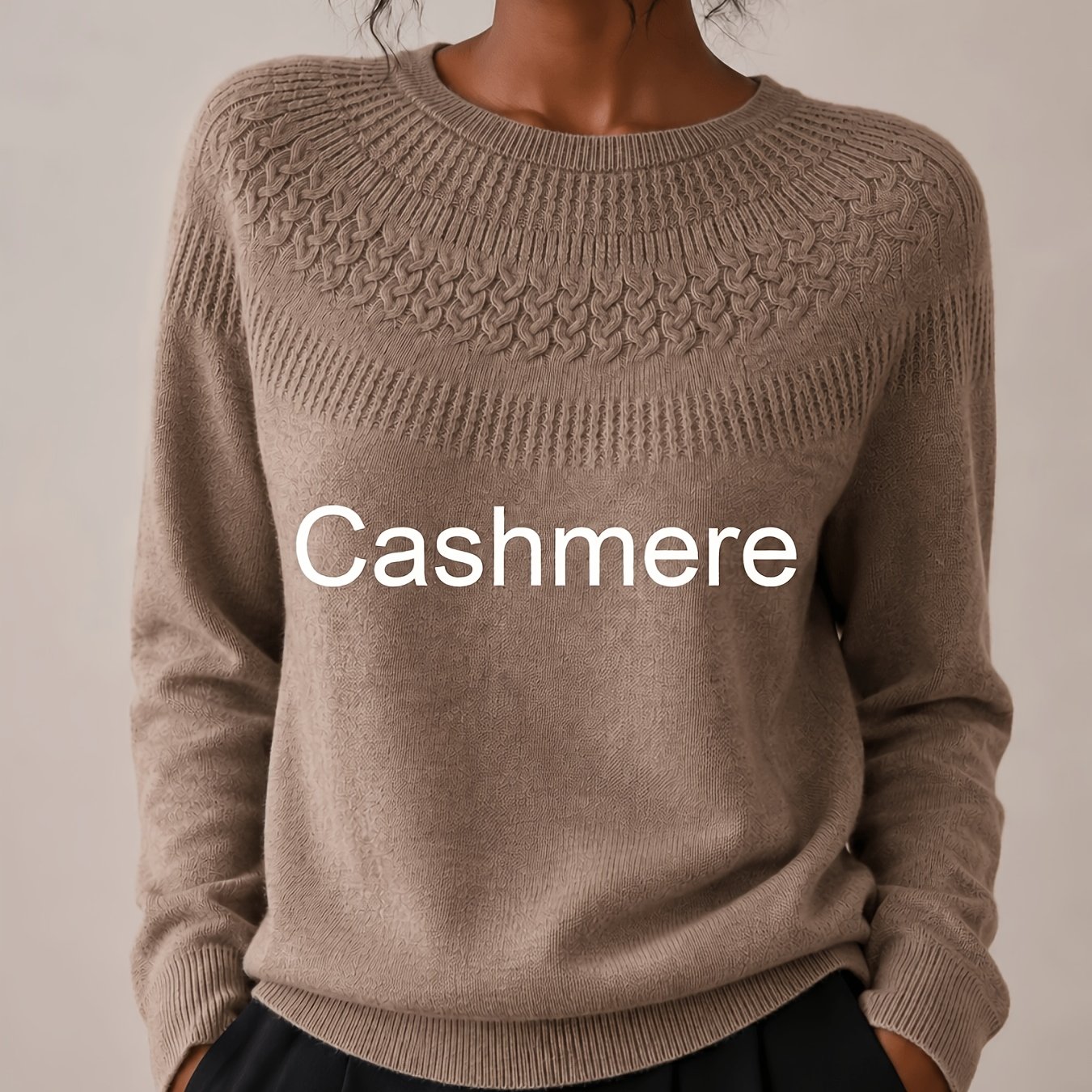 TEMU Women's Round-neck Long Sleeve Sweater | Cashmere Sweater Women, And Loose Basic Pullover, Suitable For Casual Wear, Office, Everyday Layering,
