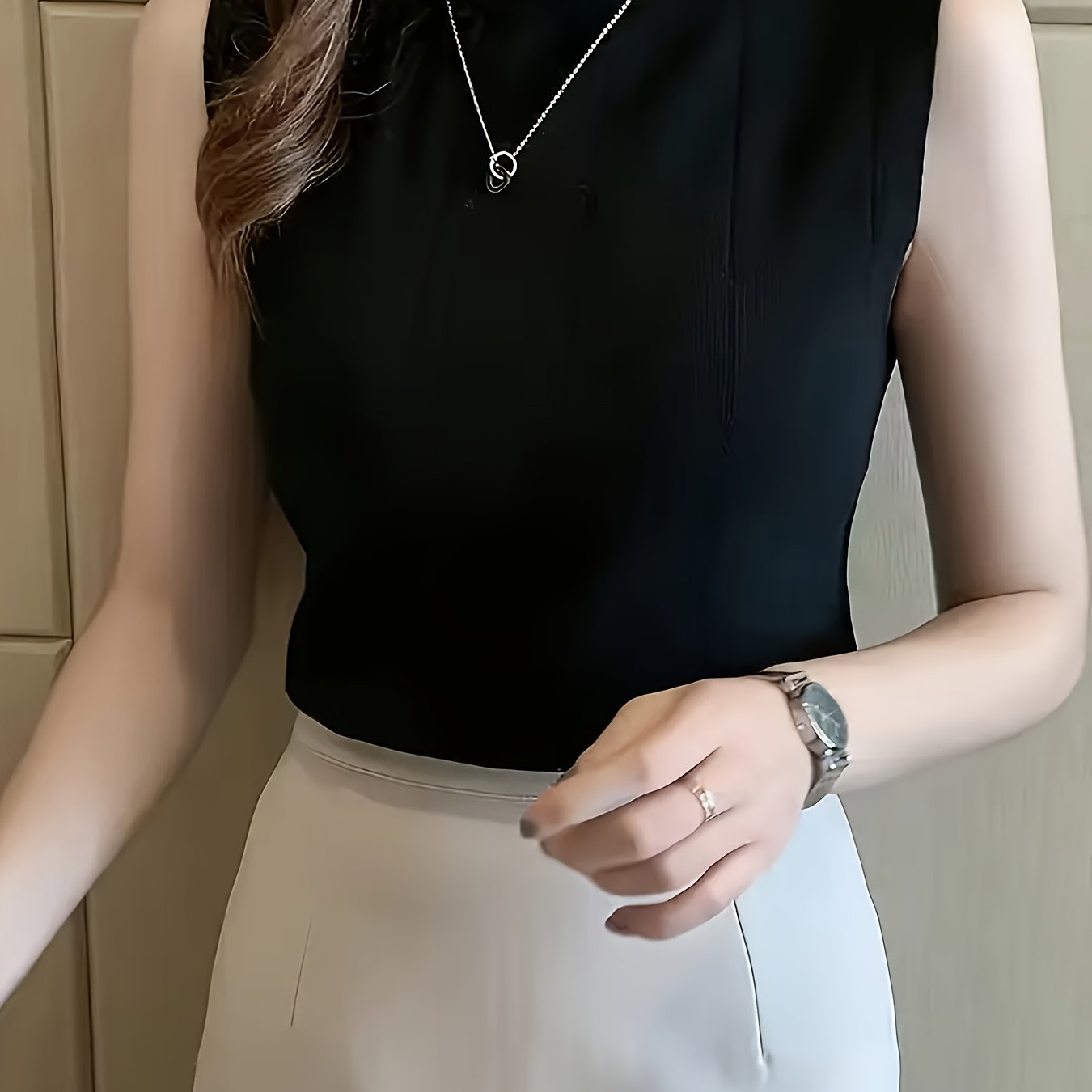 TEMU Women's Slim Ribbed Vest, Stand Collar, Sleeveless, Perfect For Layering Or Solo Wear, Commuter Style Top | Turtleneck Vest | Soft Fabric,