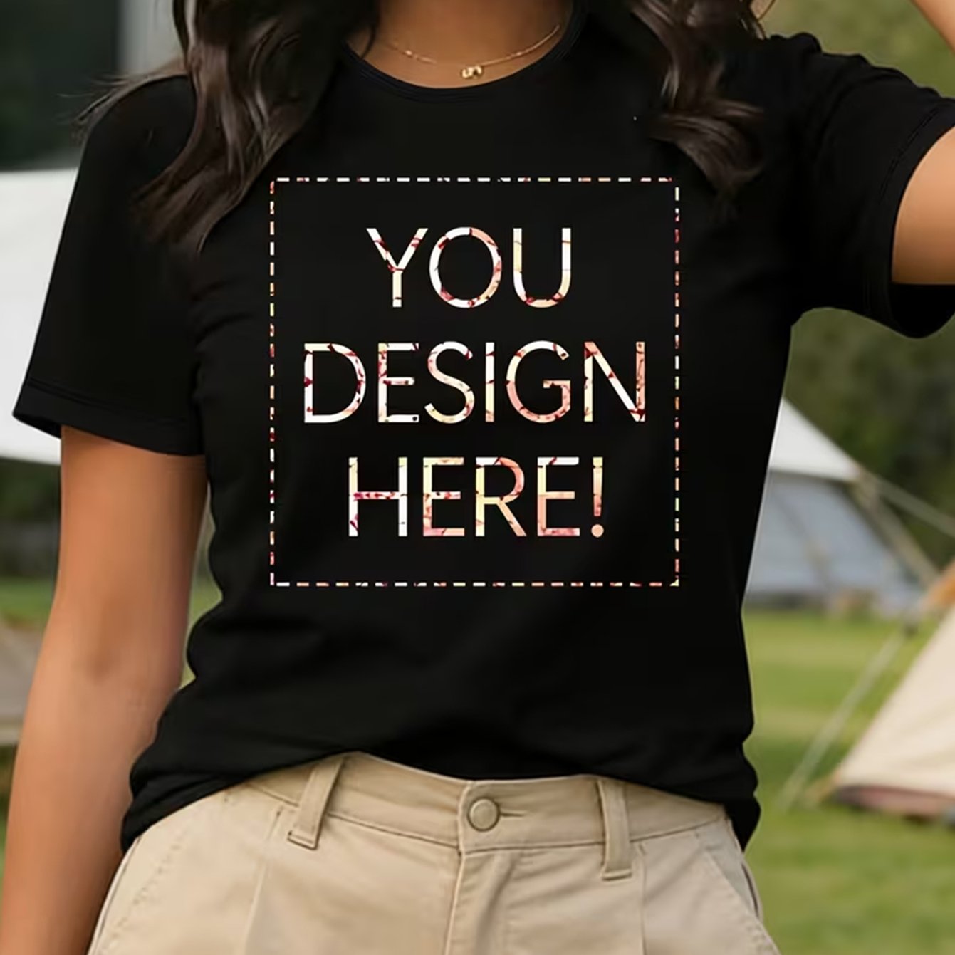 TEMU Personalized Custom T-shirts, Women's Tops, Customizable With Photos/logos/patterns/text, , Family Apparel, Couple Apparel, Black And White Crew