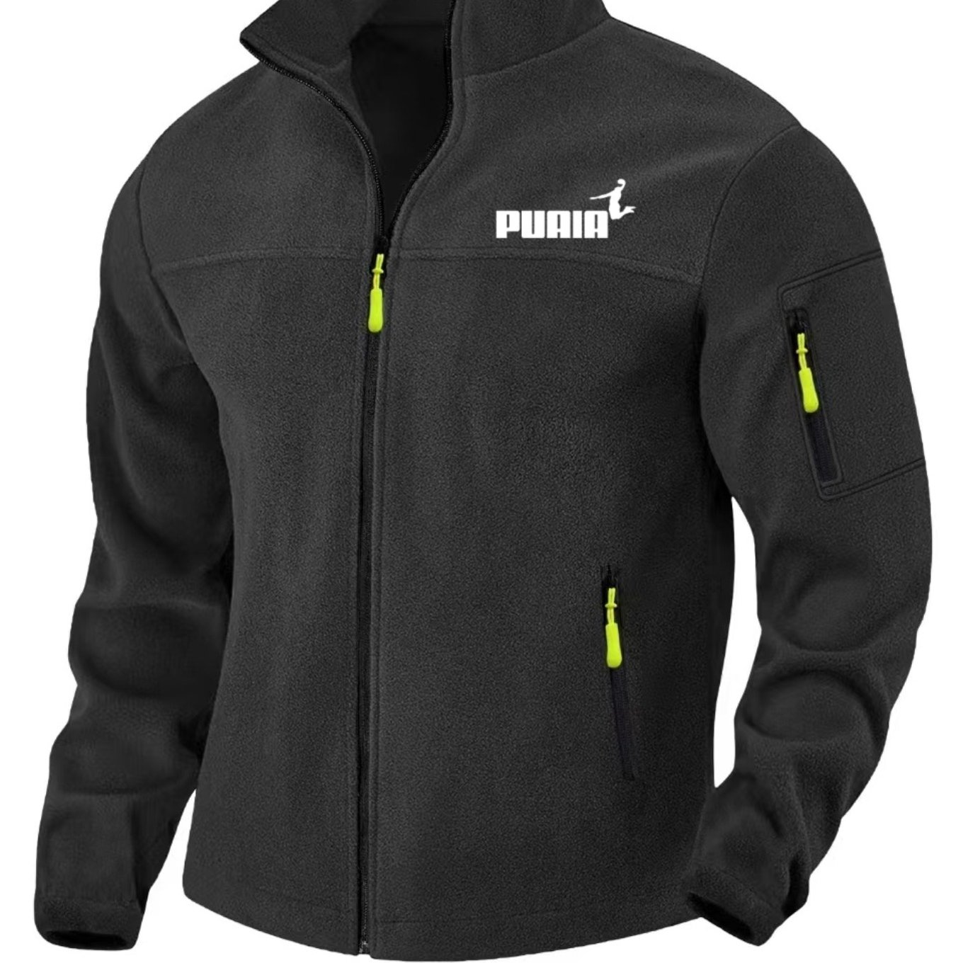 TEMU Men's Trendy Athletic Letter Silhouette Print Stand Collar Zipper Cardigan, Multi-point Bright Colored Zipper Detailing, Urban Outdoor Jogging
