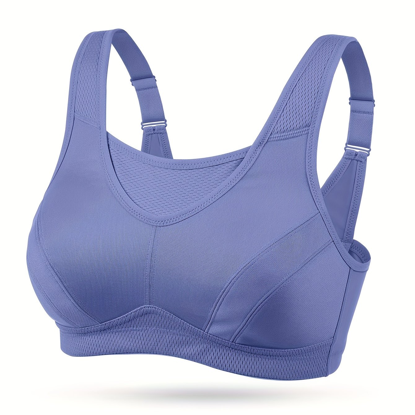 Plus Size Casual Bra, Women's Plus Solid Breathable Eyelet Slight Stretch  Supportive Bra