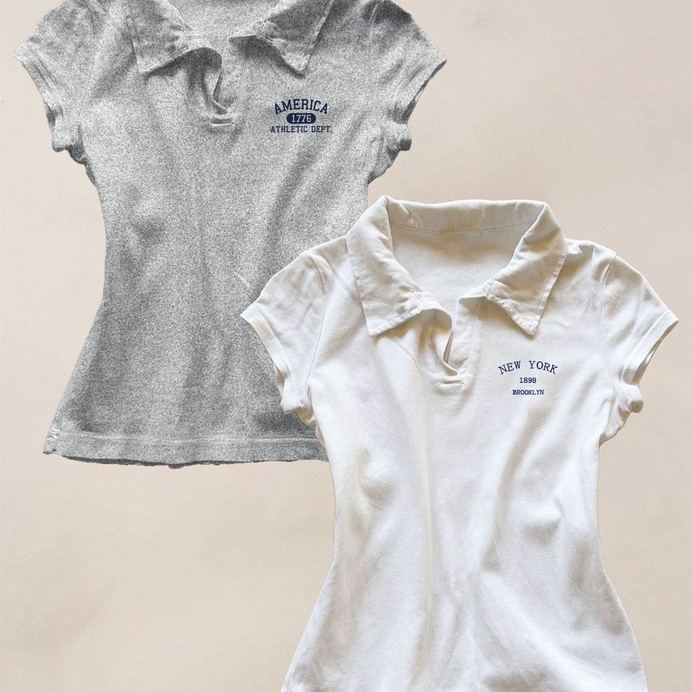TEMU 2pcs Retro , Summer Collar Short Sleeved, Off Shoulder T-shirt For Women
