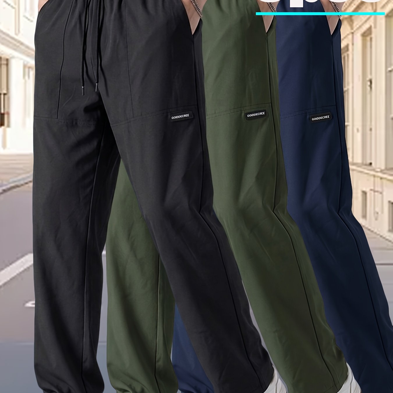 TEMU 3pcs Men's Casual Long Pants, Lightweight Quick-dry Trendy New Thin Trousers, Suitable For Daily Life, Work, Travel, Hiking, Running, And Casual
