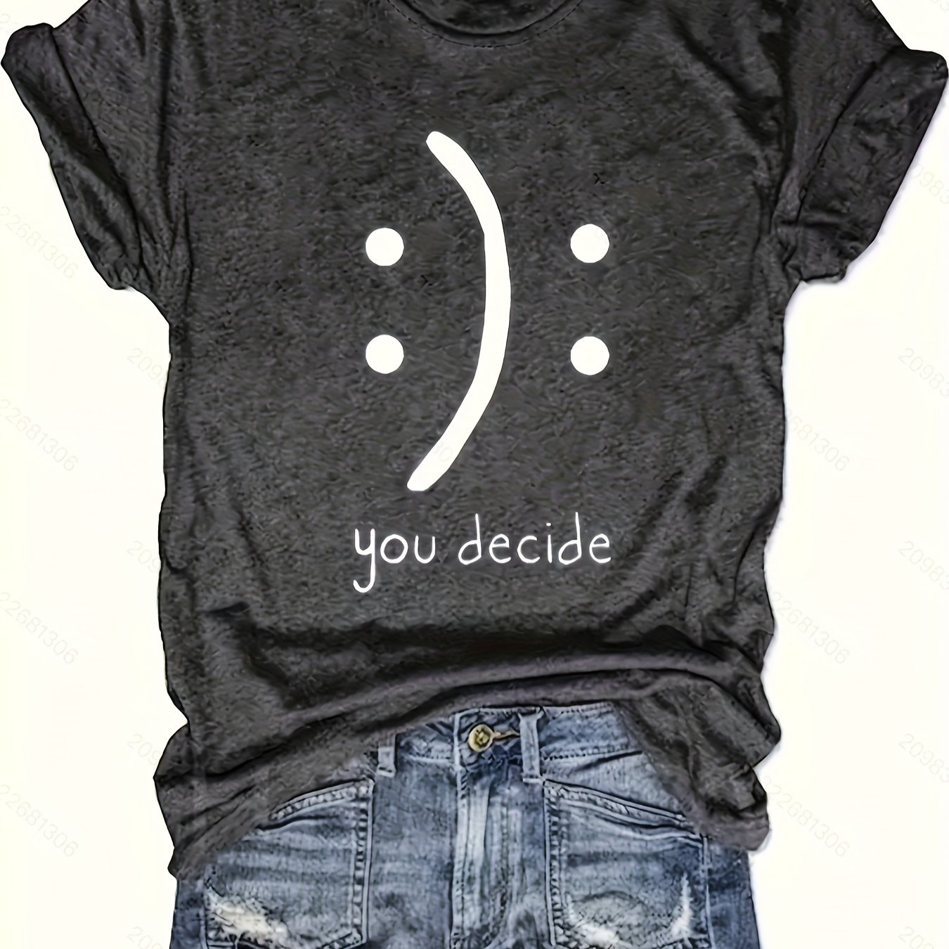TEMU You Print Crew Neck T-shirt, Casual Short Sleeve T-shirt For , Women's Clothing