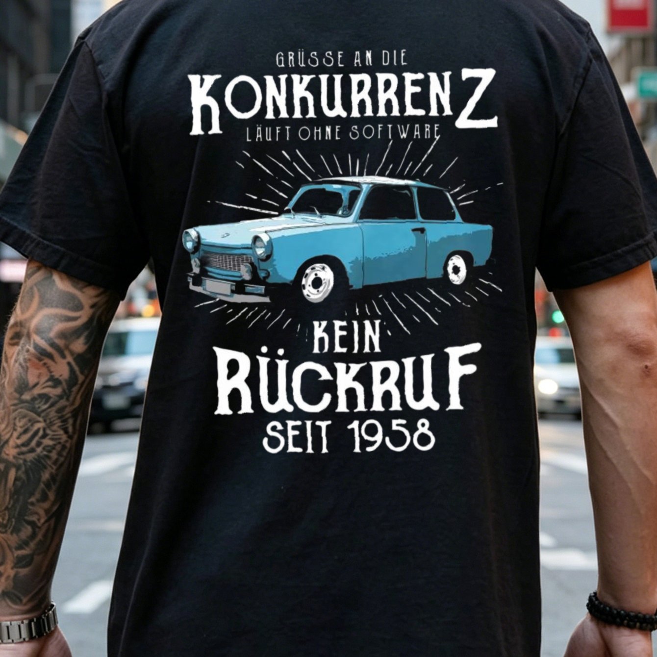 Gdr Trabi 601 Blue T-shirt - East German State Automobile Logo And Retro 60s Design (s-8xl) - Unisex Casual Streetwear For And - Soft Breathable Trabi Ossi Ifa Brand Replica Tee Plus T-shirt
