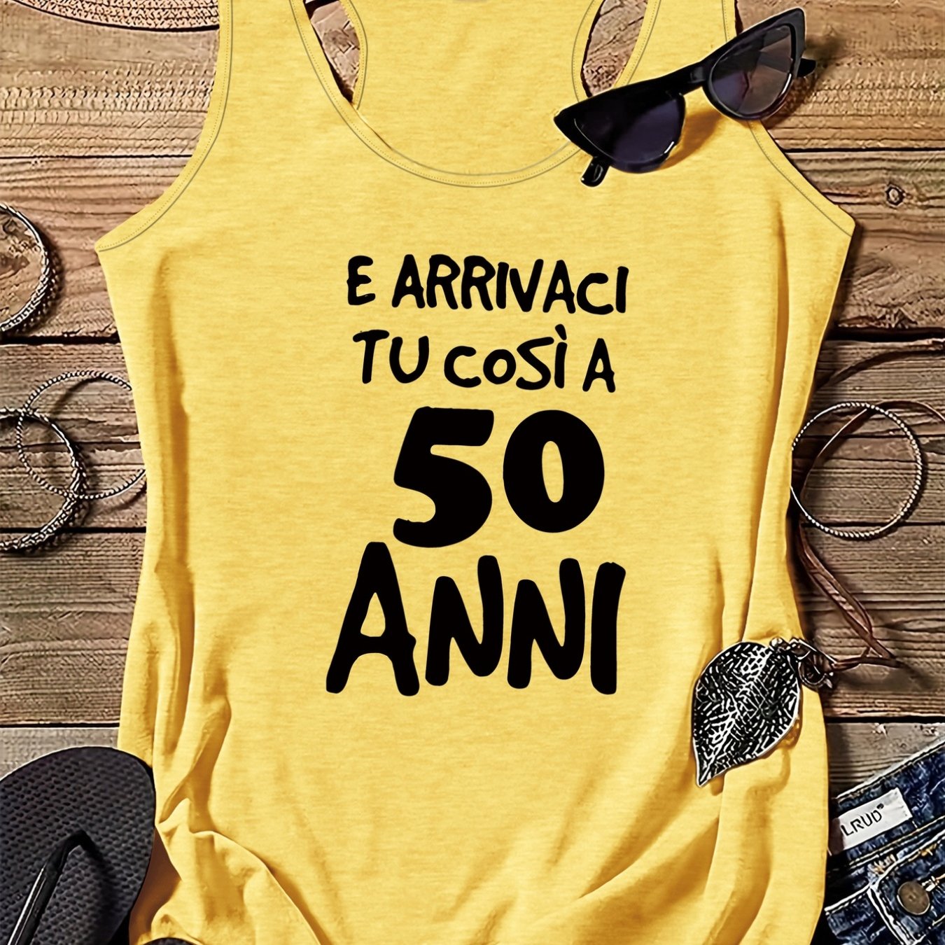 TEMU Canotta da Donna con Stampa Slogan 50簞 Compleanno - Maglietta a Tema 50 Anni Compatibile con Camicetta, Camicetta Smanicata a Adatta per Feste,