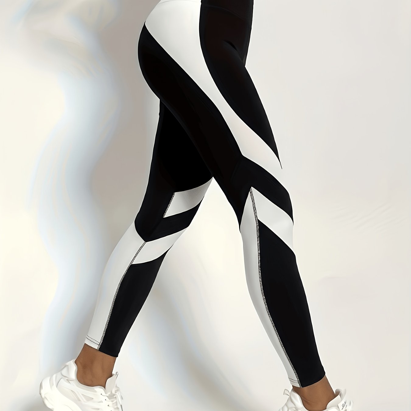 Women's Black And White Casual Fashion Running Workout Yoga Long Pants