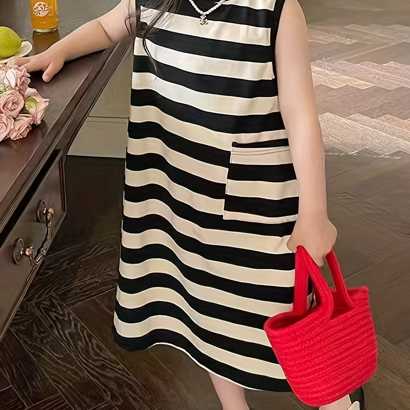Stylish Mid-length Summer ' Baby Striped Vest Dress