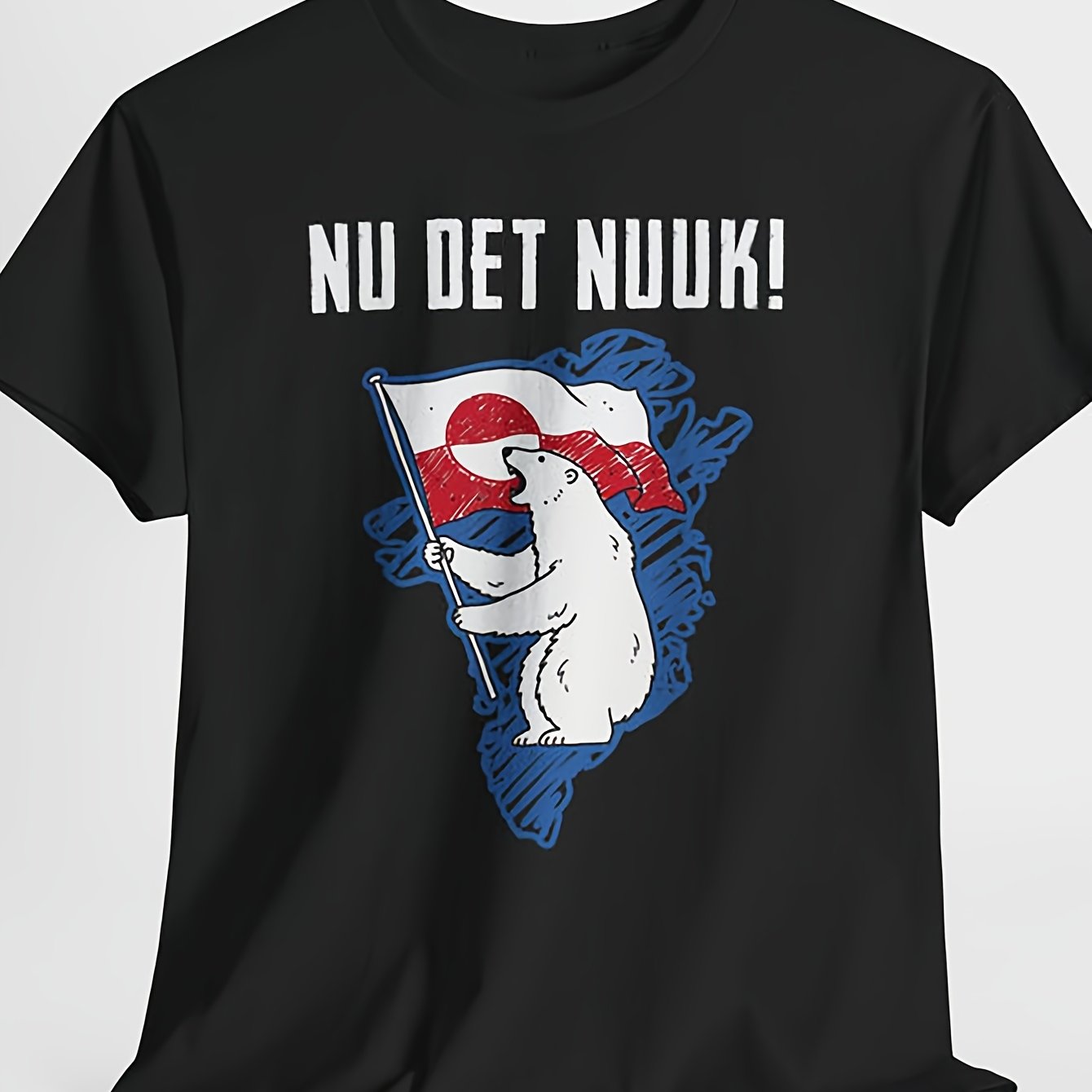 TEMU Nu Det ! Polar Bear Greenland Flag T-shirt | Greenland Design