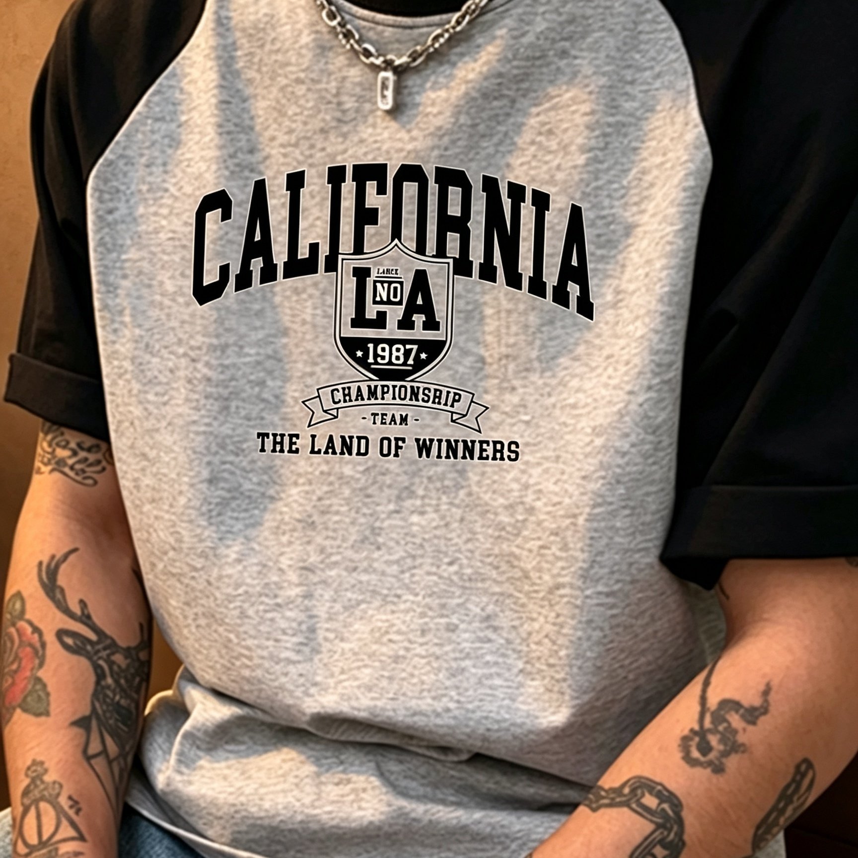 TEMU Retro Raglan Short Sleeve Men's T-shirt, /summer New Style, Color- Shoulder Top, Casual Outing Wear, Casual Athletic Top For Men, Round Neck