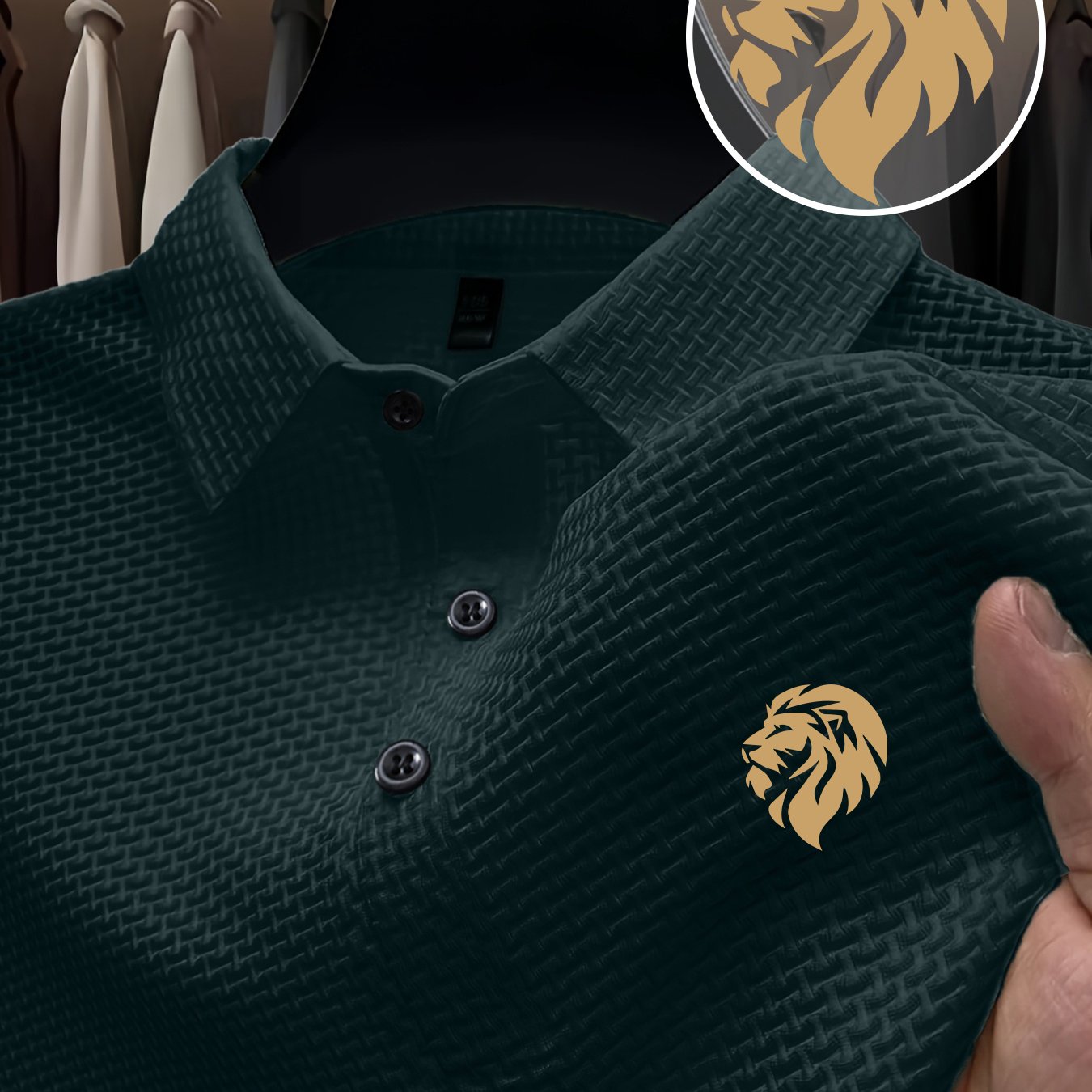 TEMU Men's Summer Short Sleeve Golf Shirt With Lion Print, Soft And Comfortable Fabric, Simple And Stylish Design. Suitable For Daily Casual Wear,