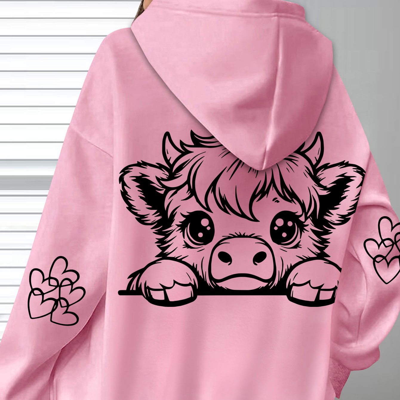 TEMU [targeted - Hit Extension] Hit Cute Cow Graffiti Print Hoodie - Soft Casual Long Sleeve With Pockets, Comfortable Women's Casual Wear