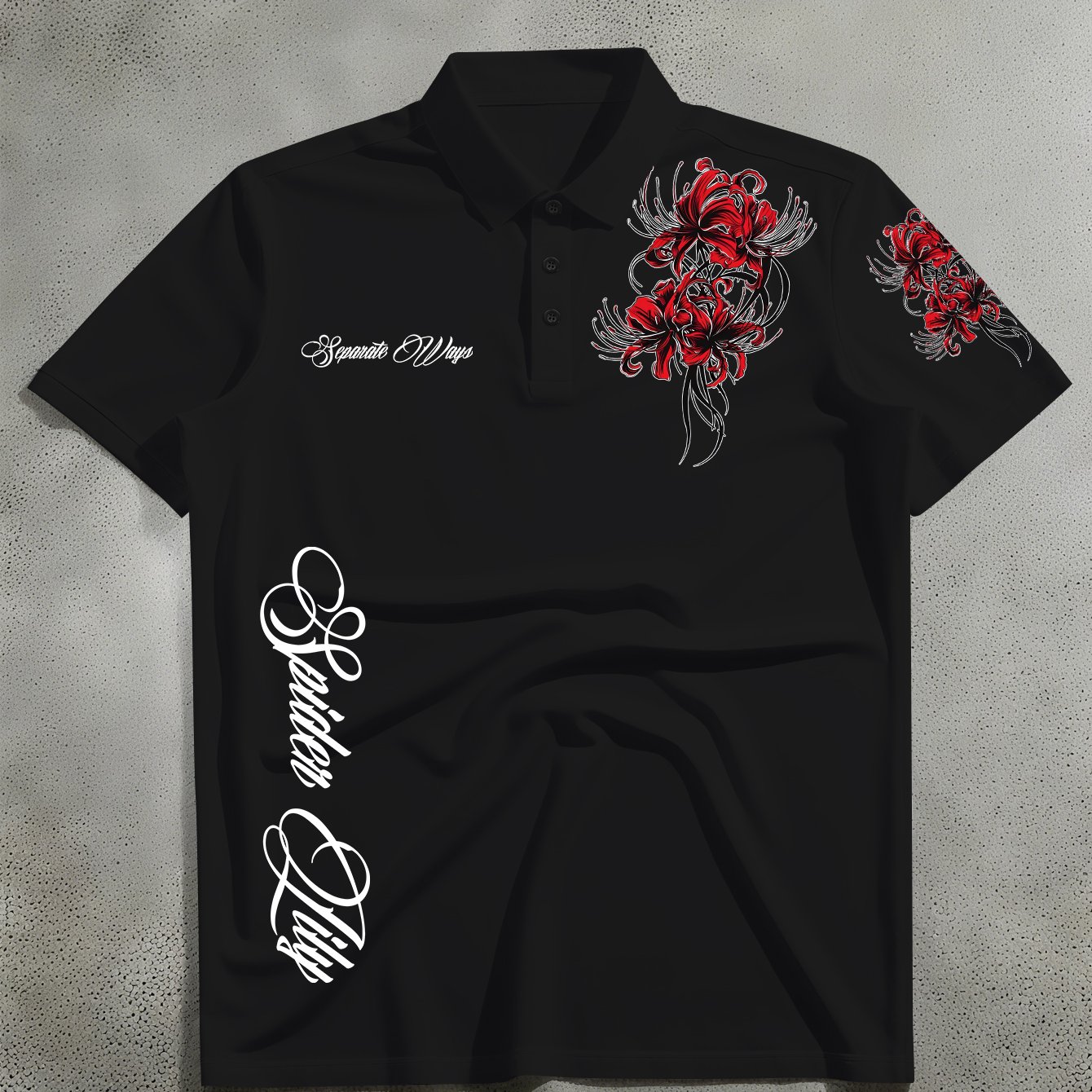 TEMU Men's Fashion Short-sleeve Casual Business Wear Retro American Spider Lily Theme Multi- Shirt