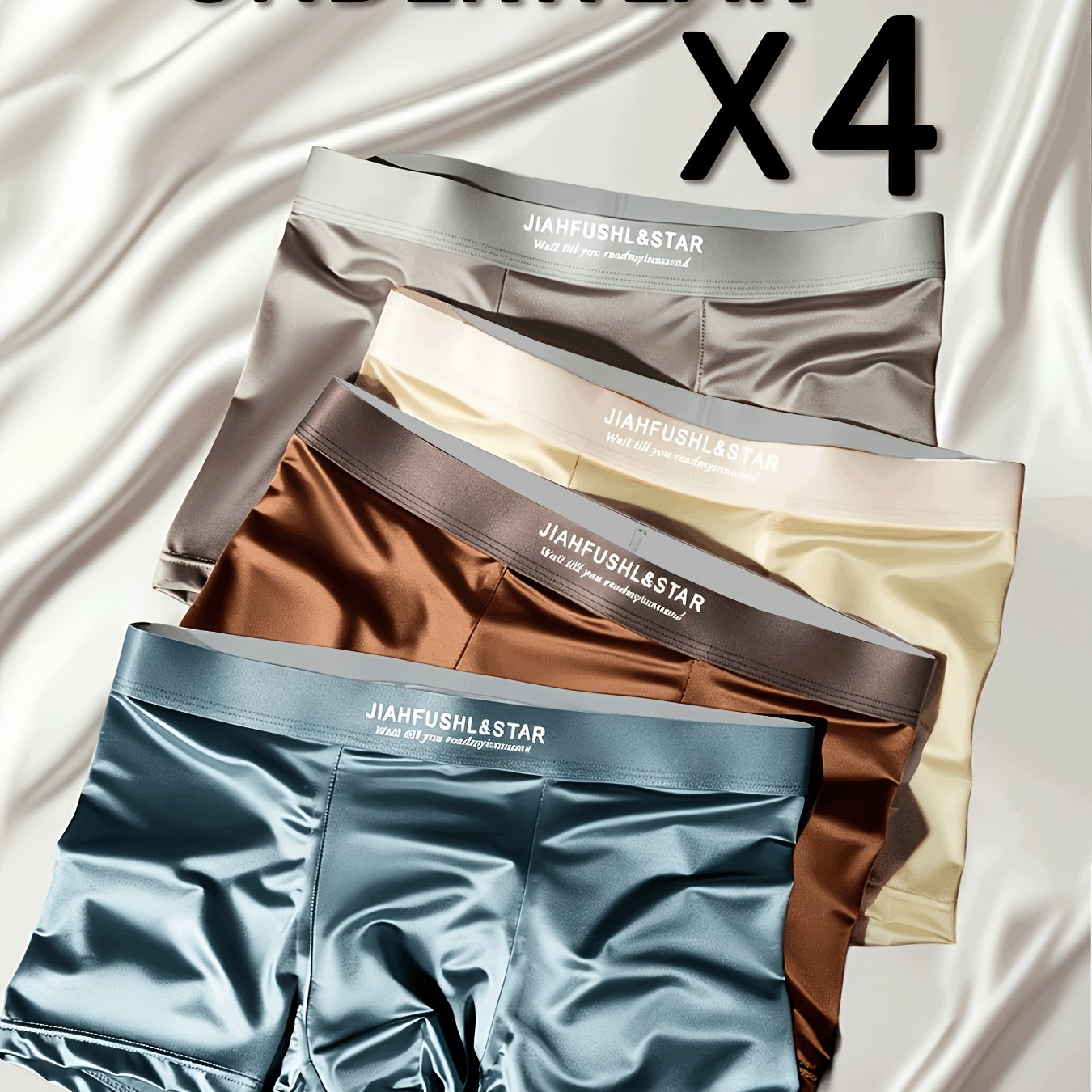 TEMU 4pcs Men' Boxer Briefs, Air-conditioned Pants, Y Soft And Luxurious Material, Suitable For Daily Wear, Fitness, And