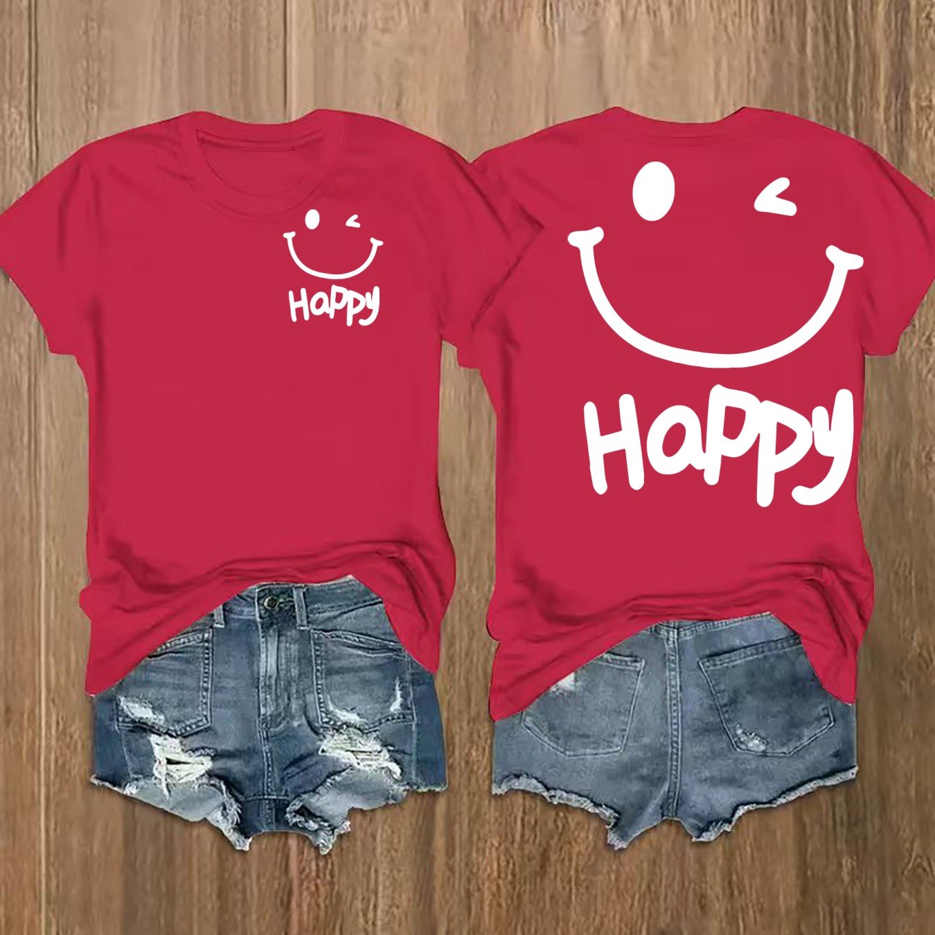 TEMU Graphic Print T-shirt | Short Sleeve Crew Neck Casual Top, Women's Clothing With Double-sided Print