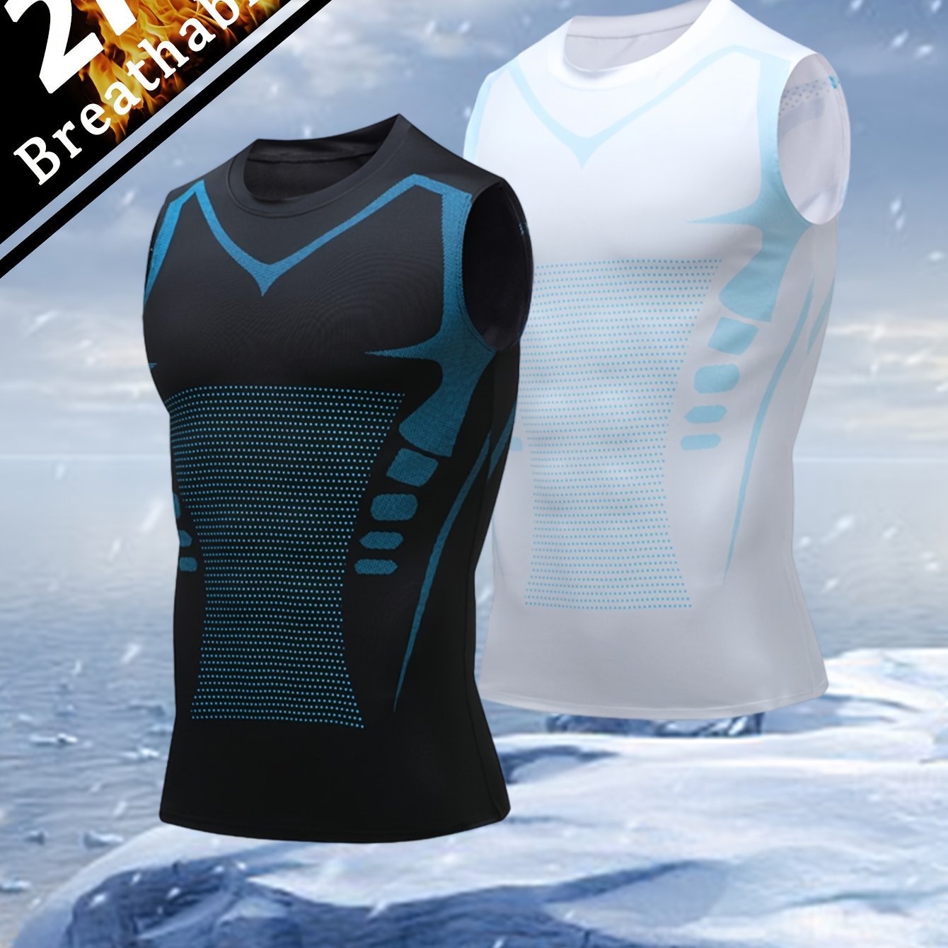 TEMU 2pcs Men's Sleeveless Tank Tops, Slim-fit Basketball Fitness Sports Casual Printed Training Vests, , Sporty Style, For Sports