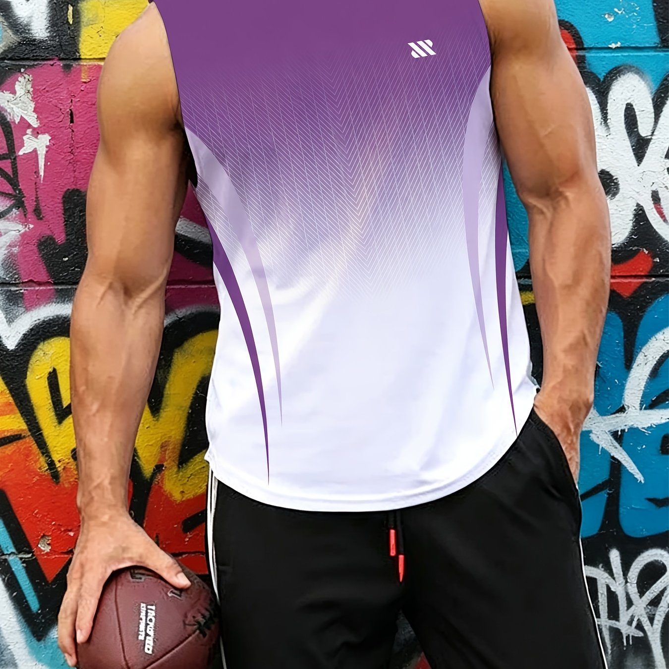 TEMU Men's 2d Novelty Gradient Pattern Print Tank Top, Loose Casual Fitness Sleeveless T-shirt, Easy And Versatile