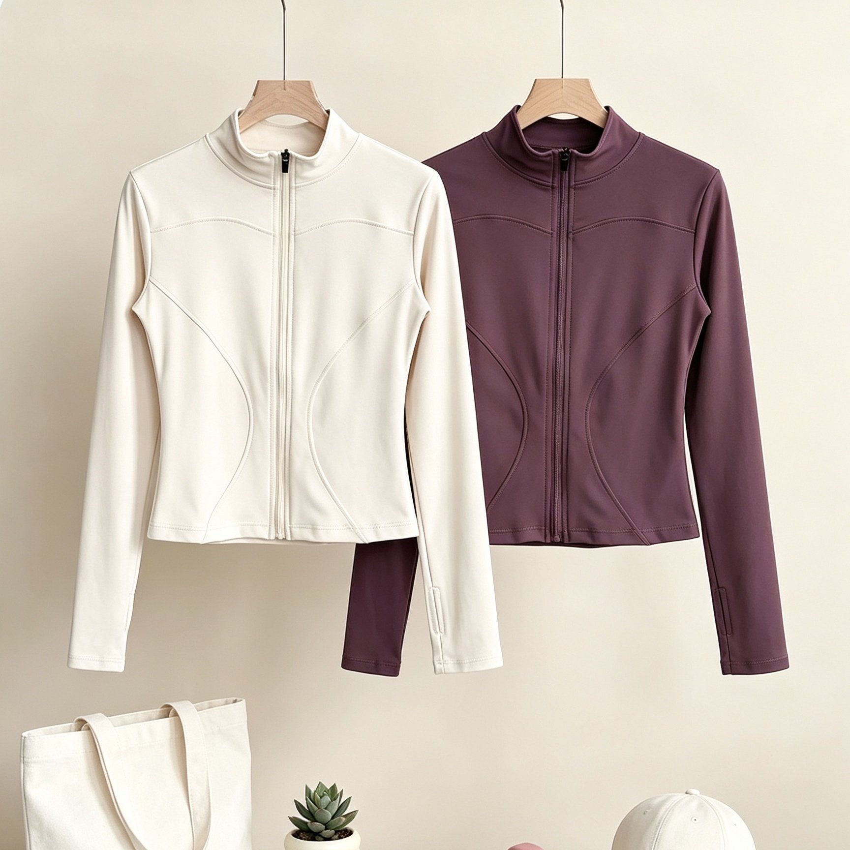 TEMU Conjunto de 2 piezas de y otoño para mujer, chaqueta deportiva de yoga de moda, cierre de cremallera completa, ajuste entallado para curvas con