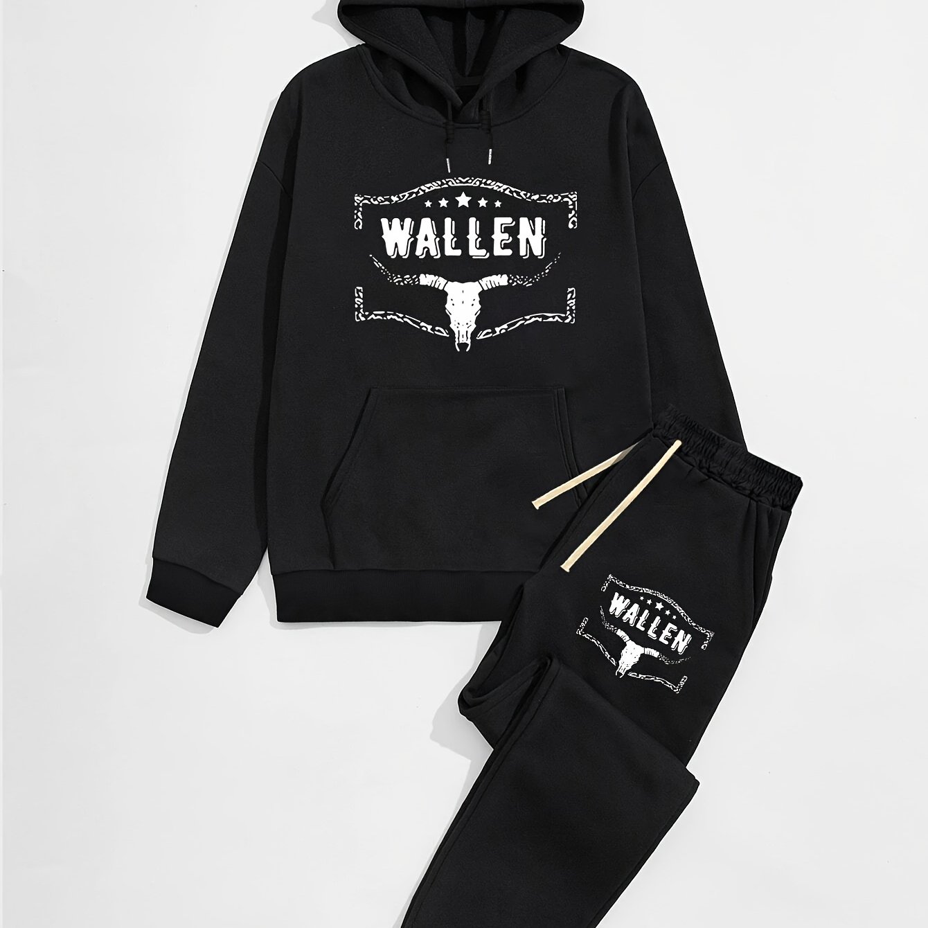 TEMU Nouveau Ensemble de Sweat à Capuche à Manches Longues et Pantalon de Survêtement Décontracté pour Homme pour Automne/Hiver