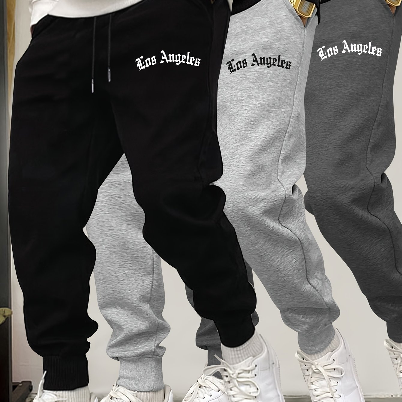 TEMU Men's Casual Sport Pants, 3pcs Fashion Long Pants For Autumn And Winter