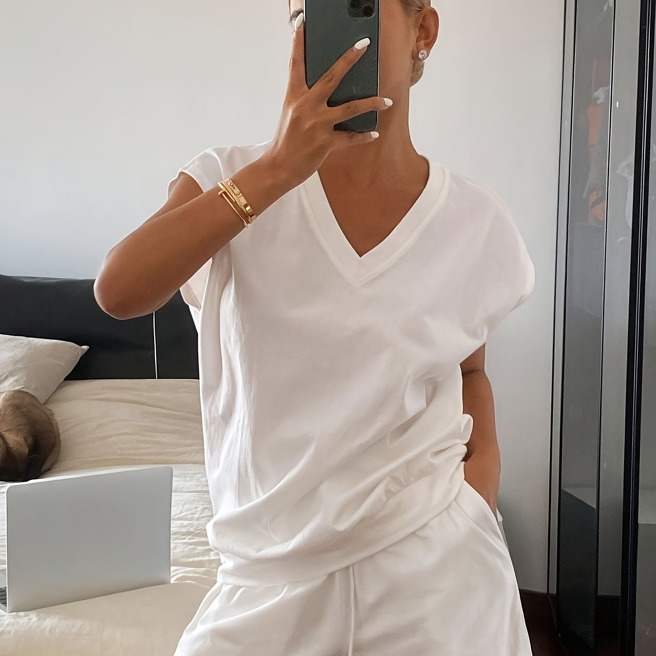 TEMU 2pcs Set: Women' Color Loose Sleeveless Top And Shorts Set. Soft And Breathable Fabric Suitable For Summer Sports And Leisure. Tank Top Style