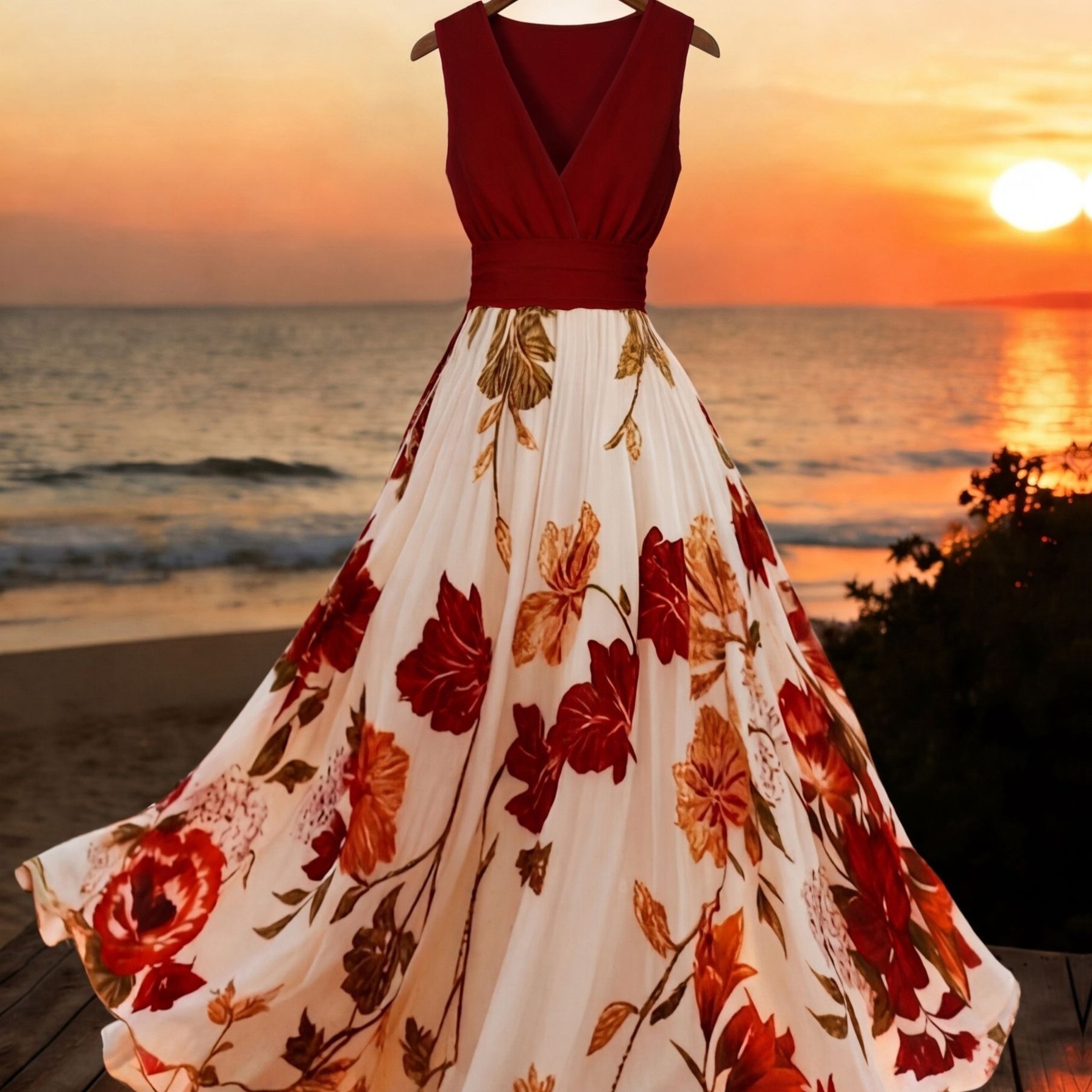 TEMU Robe Femme Imprimé Floral Col en V, Style Décontracté